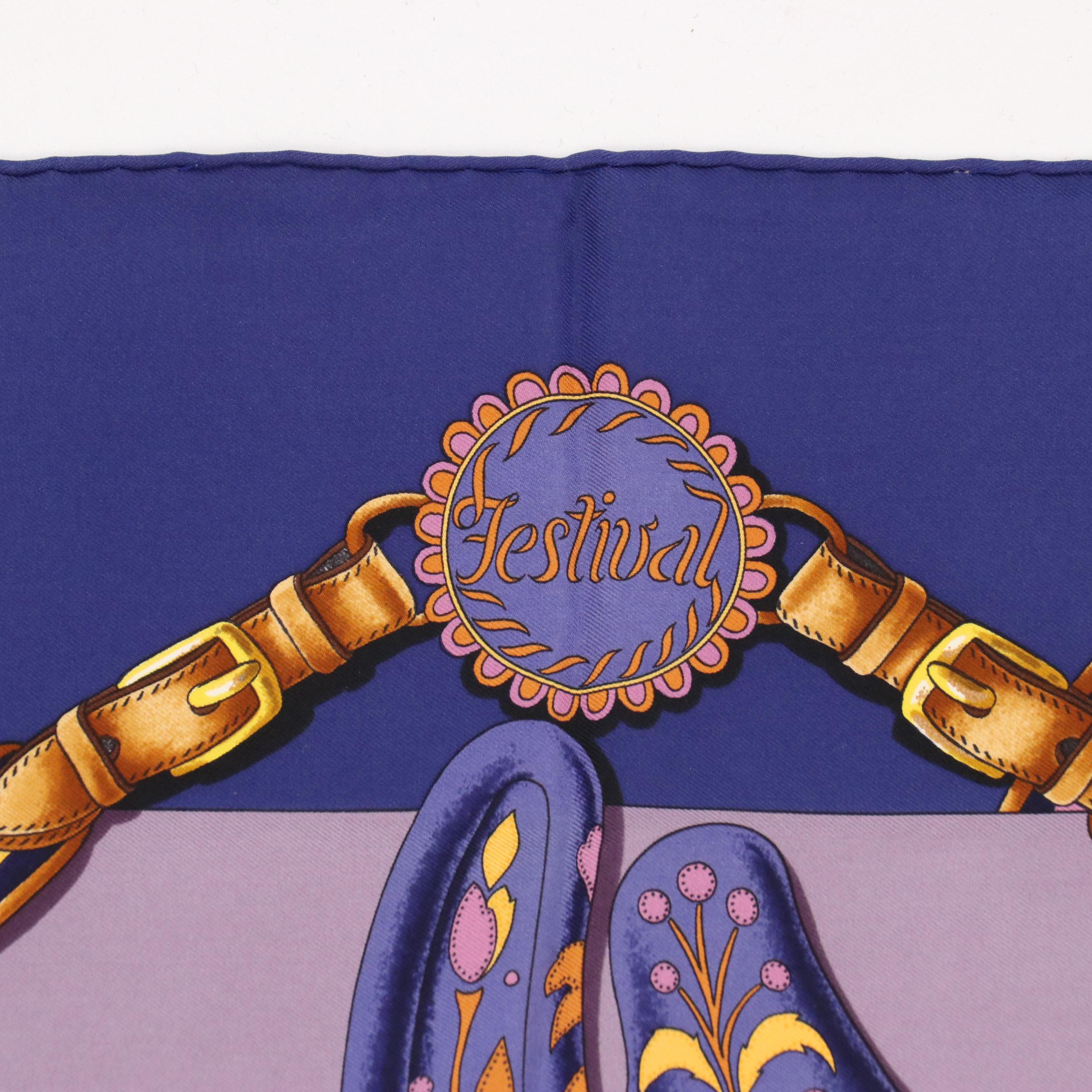 Hermès "Festival" Silk Twill Scarf 90