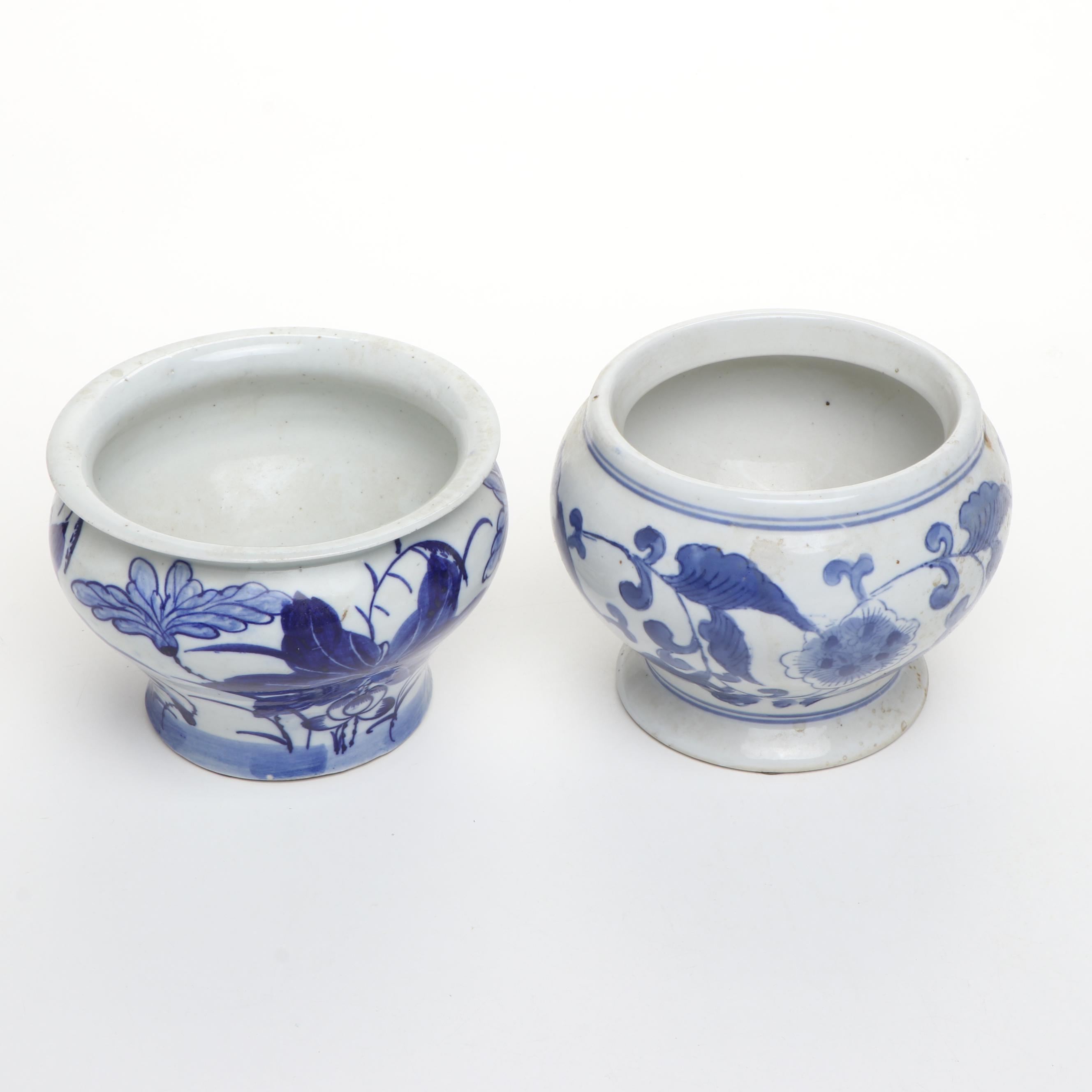 Chinese Blue and White Porcelain Planters with Other Planters and Vases