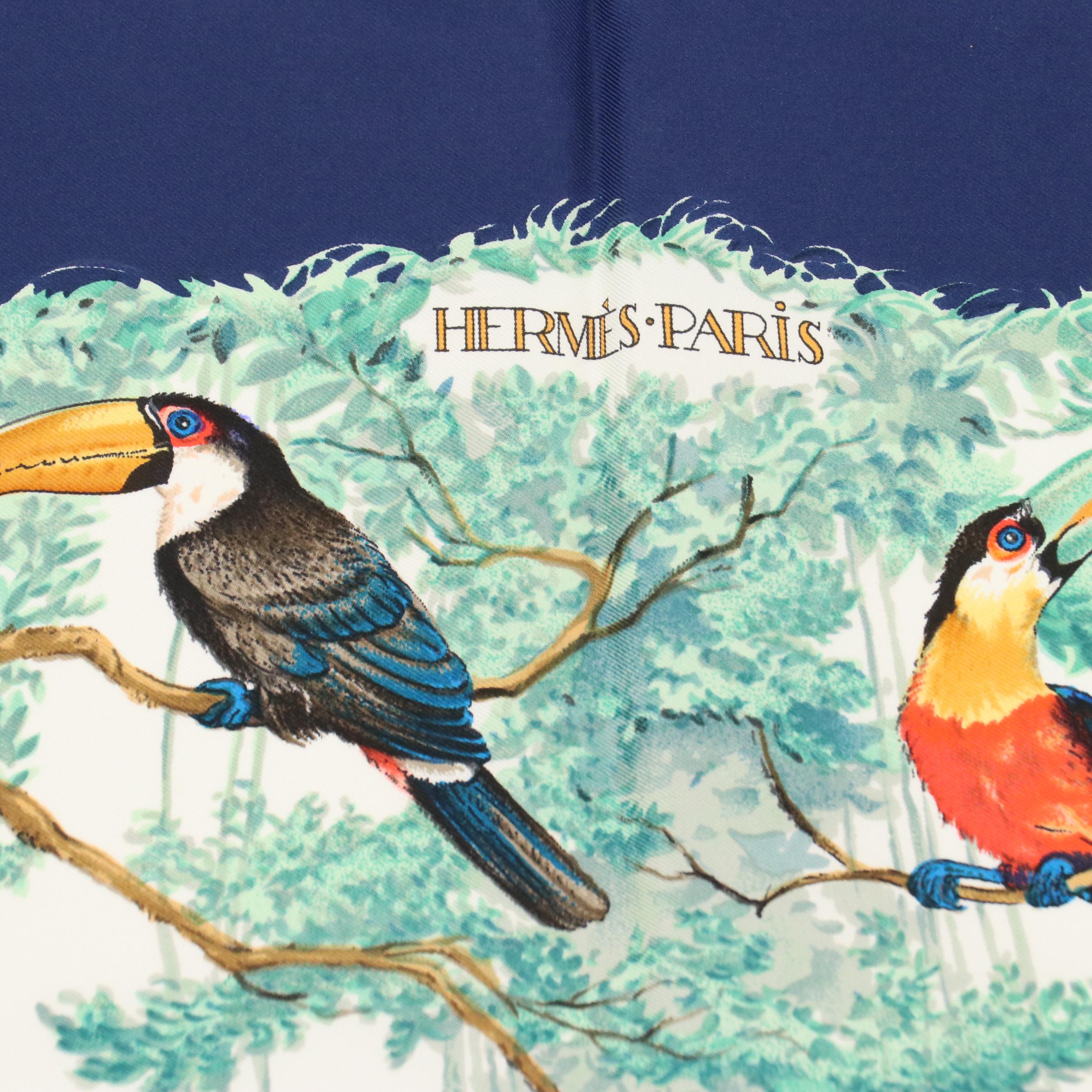 Hermès "Equateur" Silk Twill Scarf 90 in Box