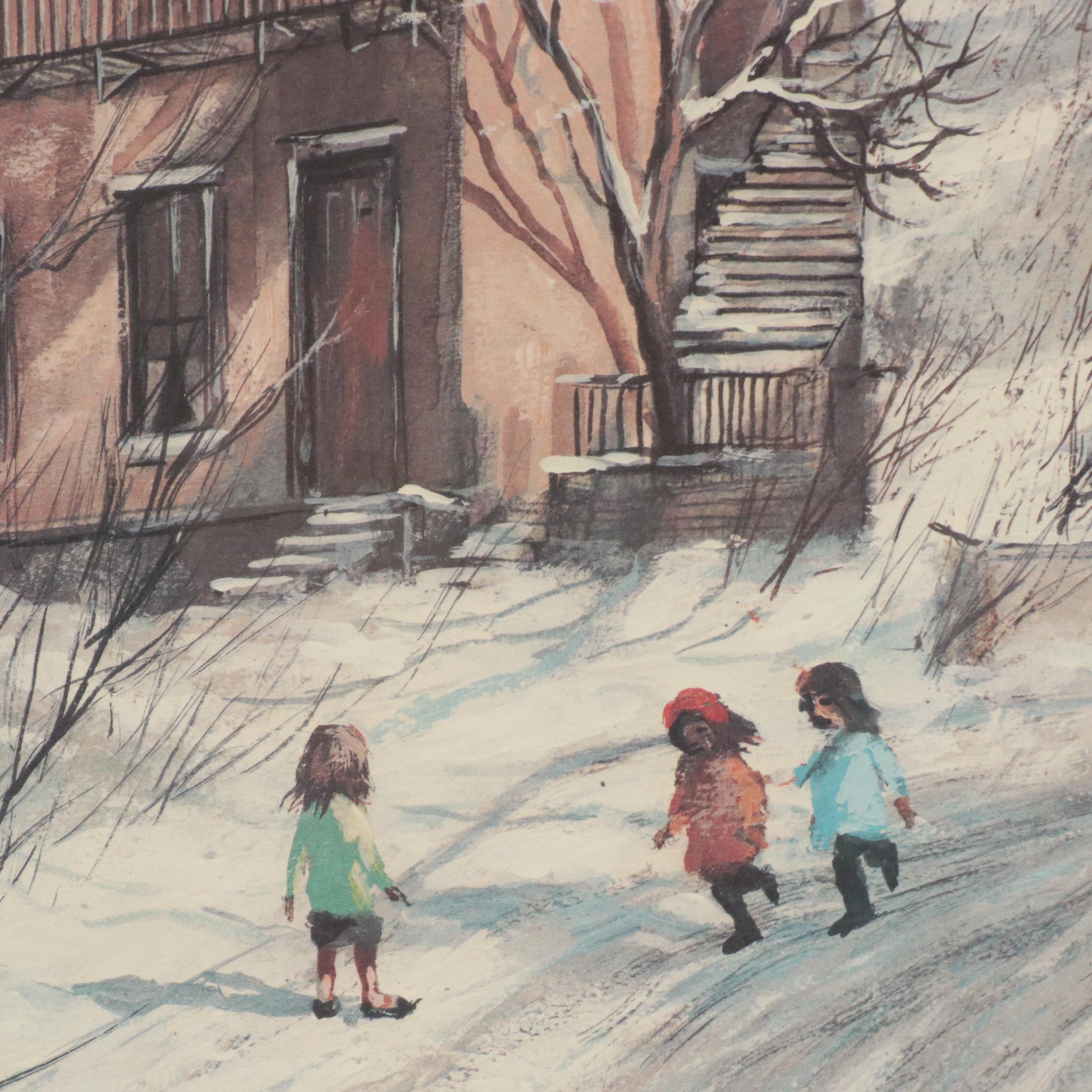 Robert Fabe Offset Lithograph "Winter Morning," Late 20th Century