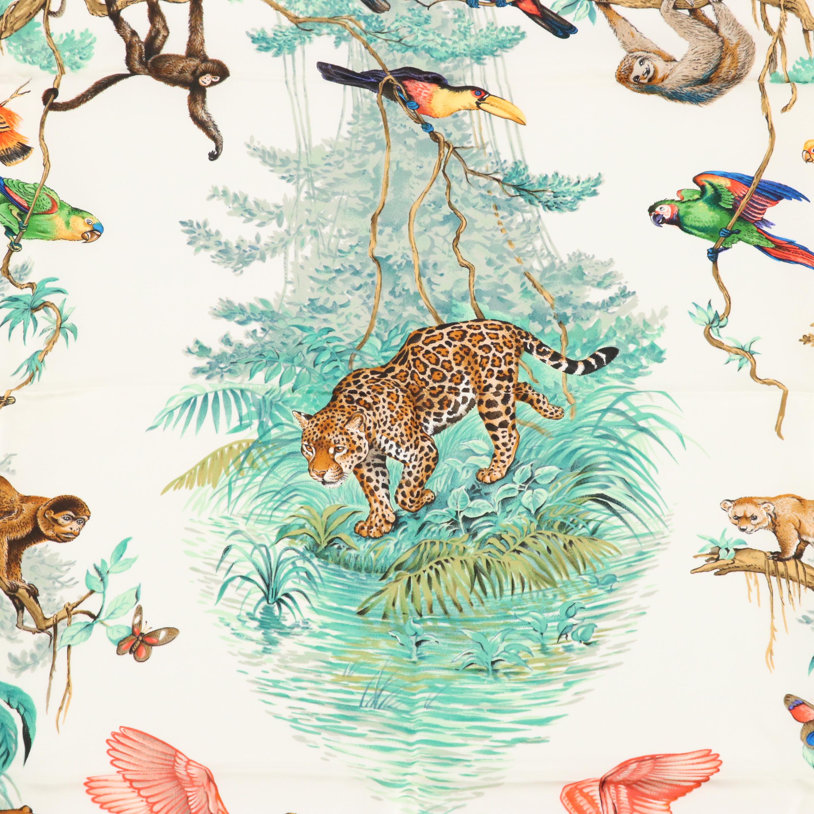 Hermès "Equateur" Silk Twill Scarf 90 in Box