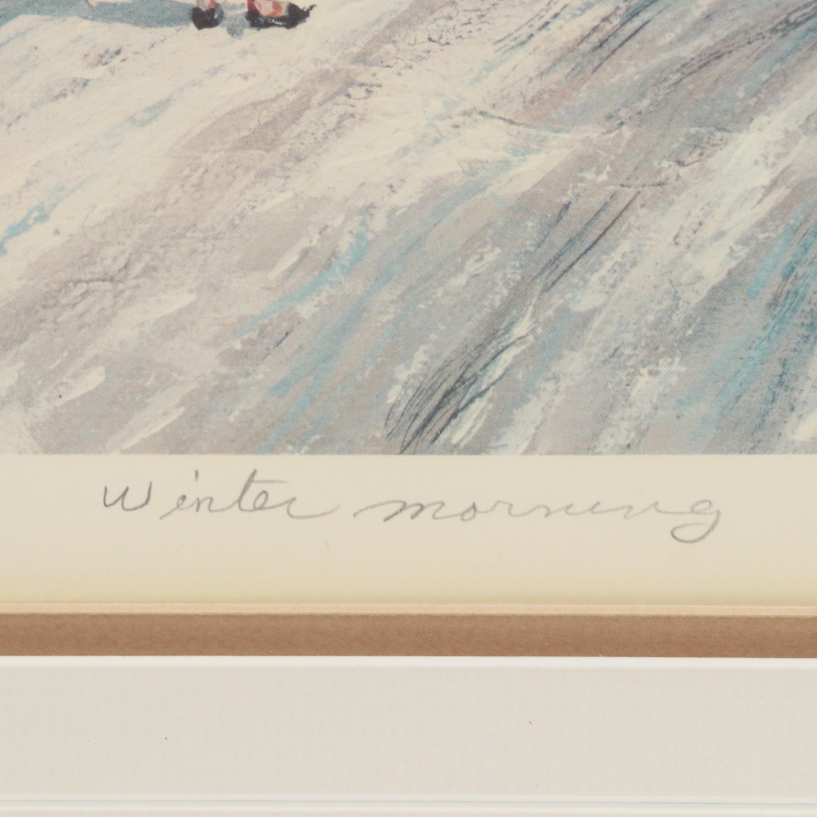 Robert Fabe Offset Lithograph "Winter Morning," Late 20th Century