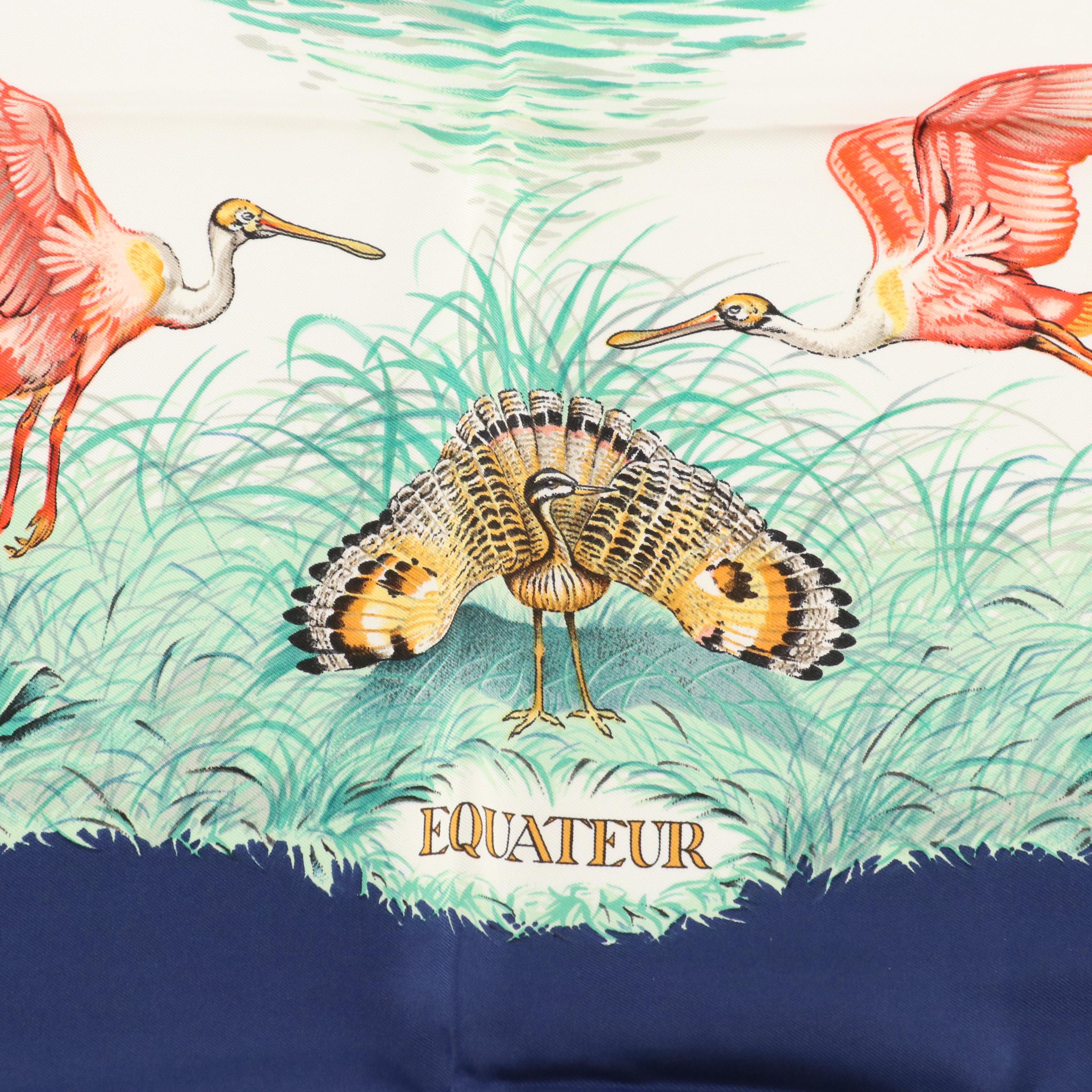 Hermès "Equateur" Silk Twill Scarf 90 in Box