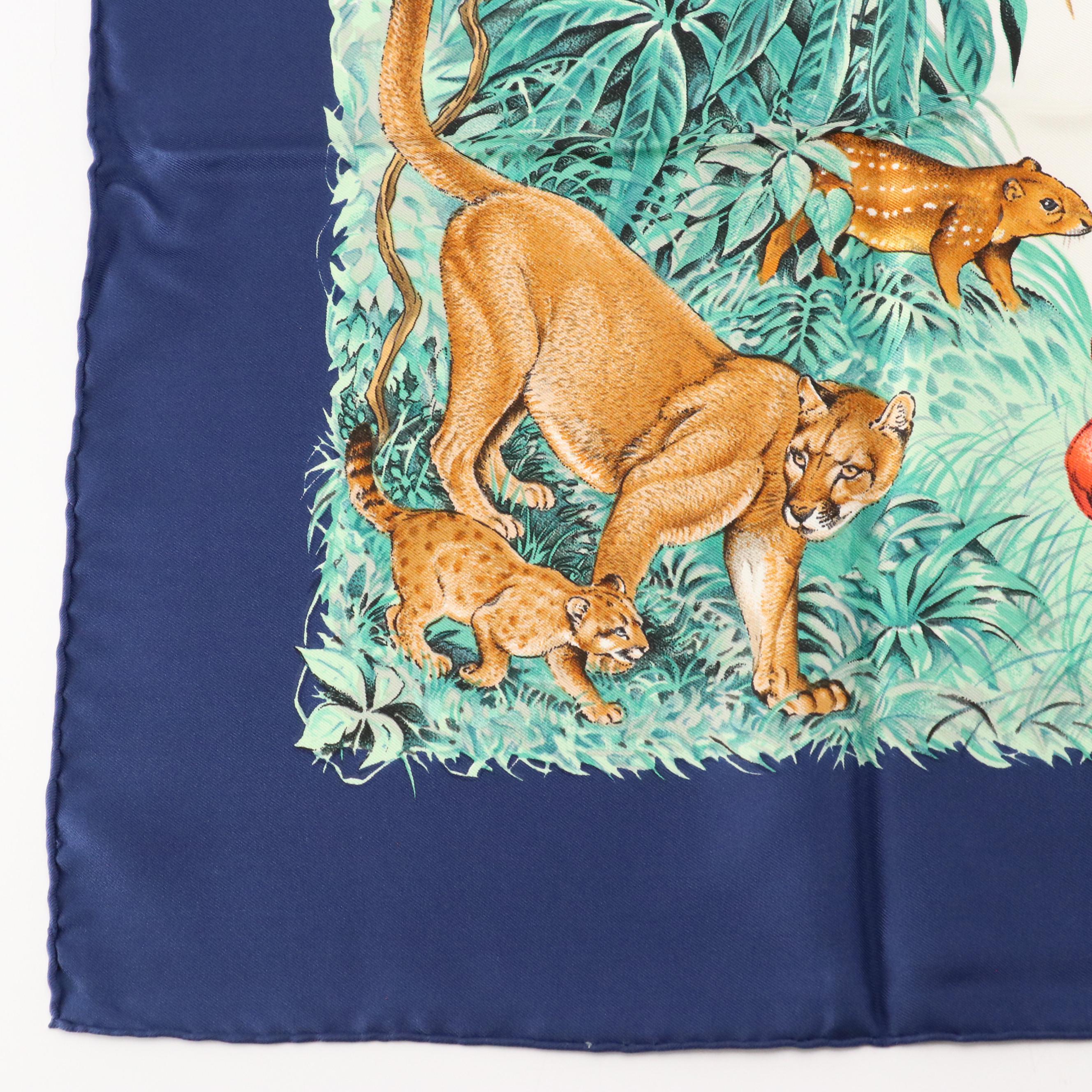 Hermès "Equateur" Silk Twill Scarf 90 in Box