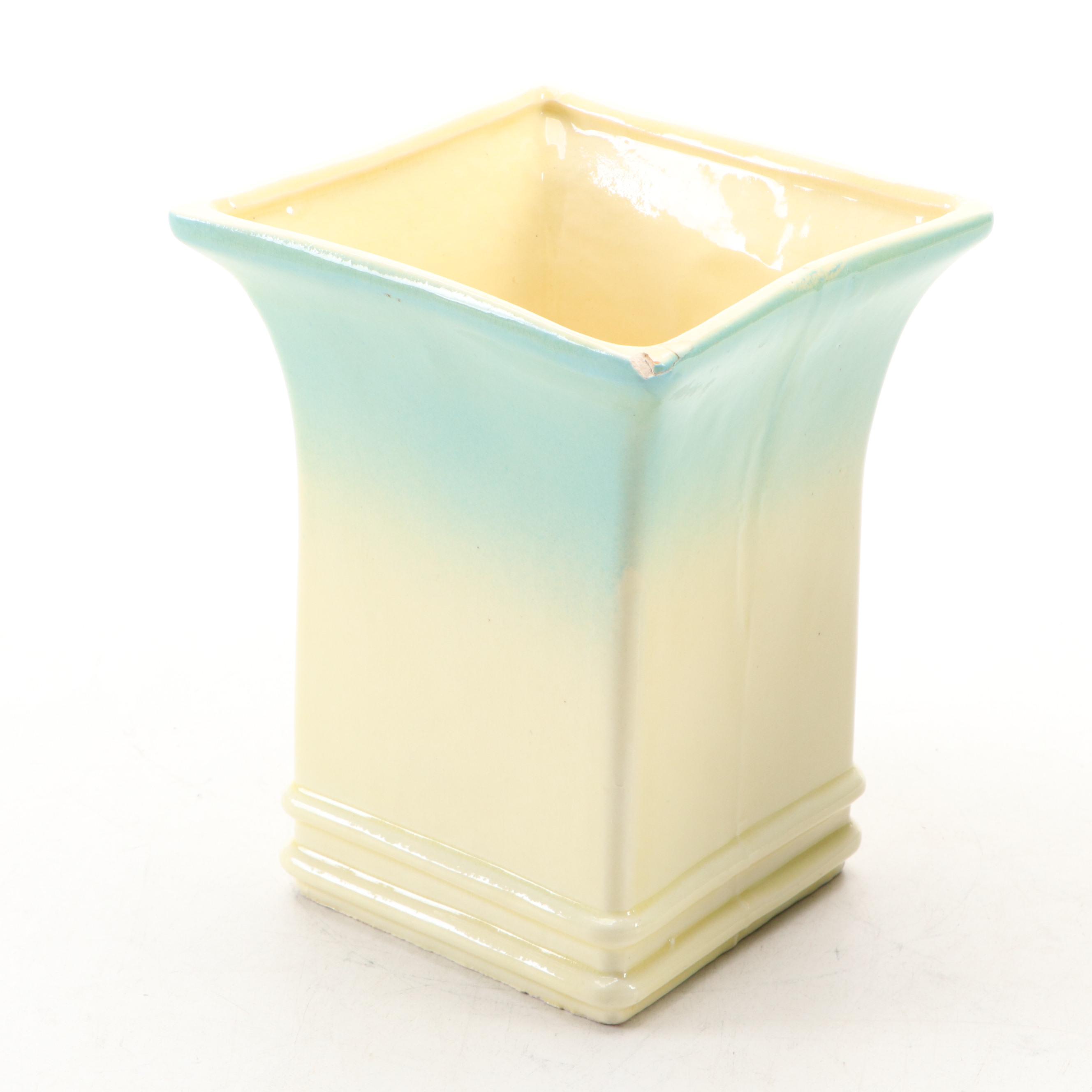 Shawnee Yellow and Green Deer Vase, Robinson Ransbottom Ombré Vase