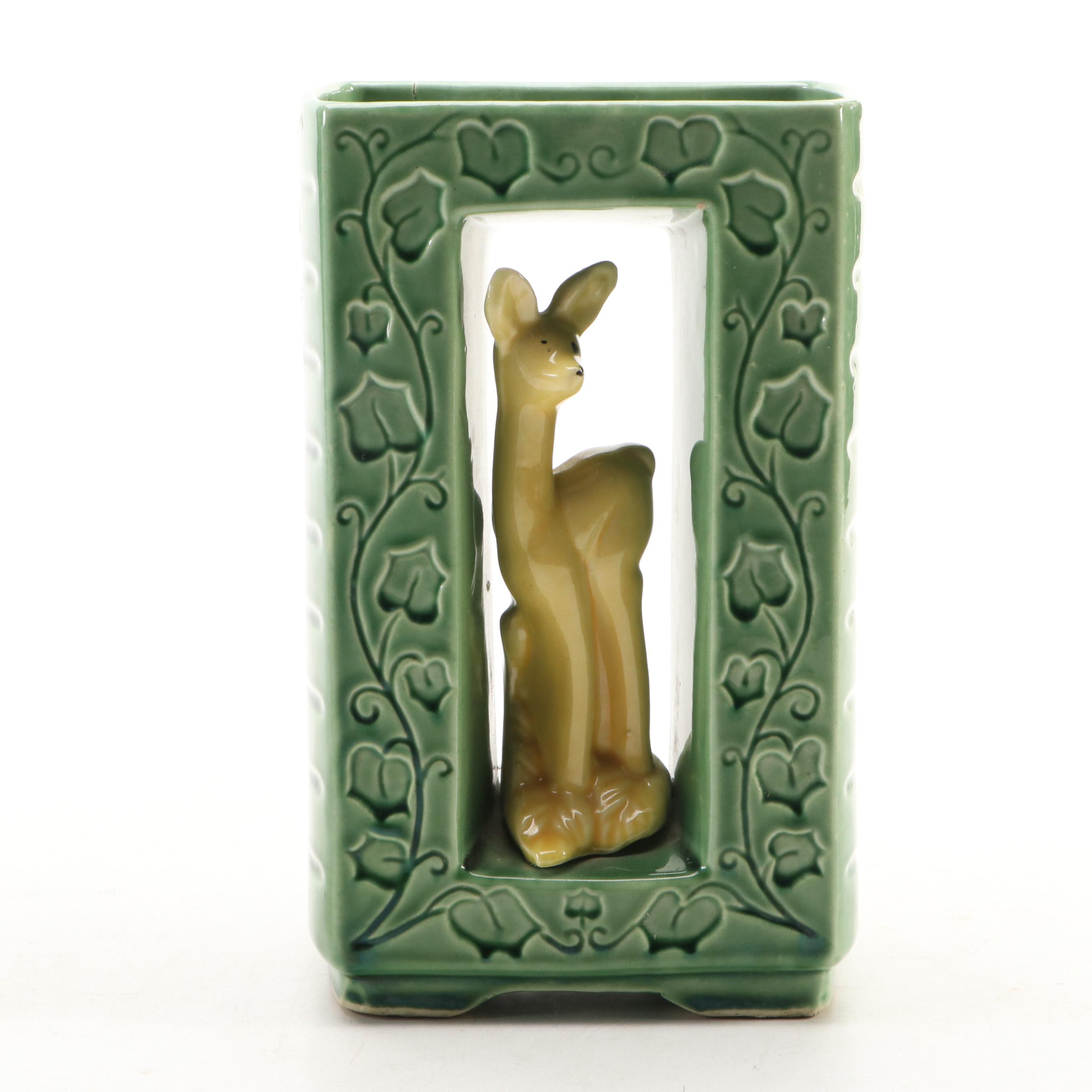 Shawnee Yellow and Green Deer Vase, Robinson Ransbottom Ombré Vase