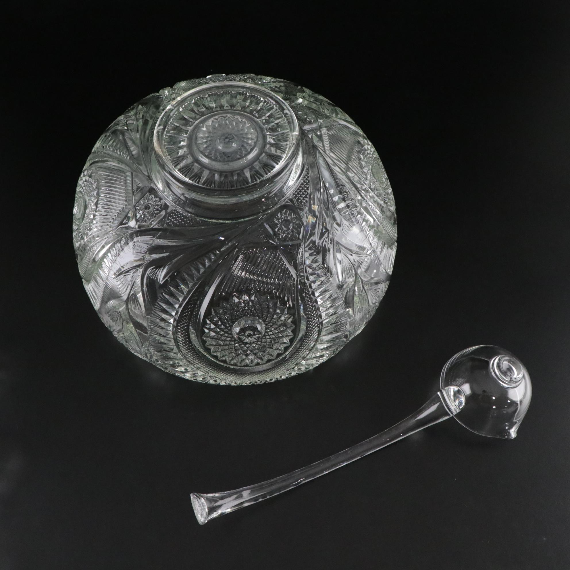 L.E.Smith EAPG "Pinwheel and Stars" Punch Bowl with Cups and Ladle