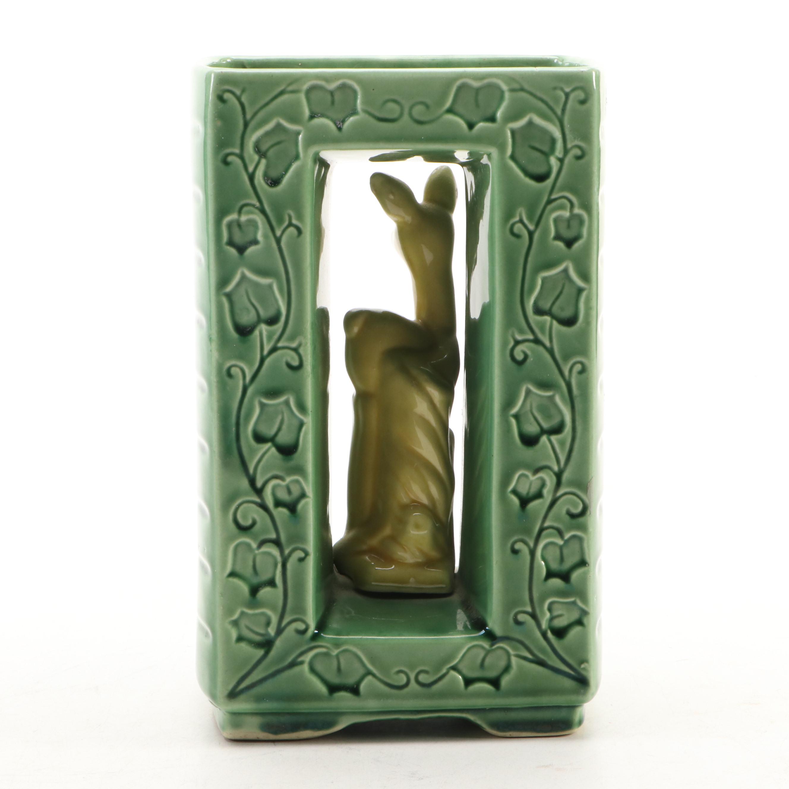 Shawnee Yellow and Green Deer Vase, Robinson Ransbottom Ombré Vase