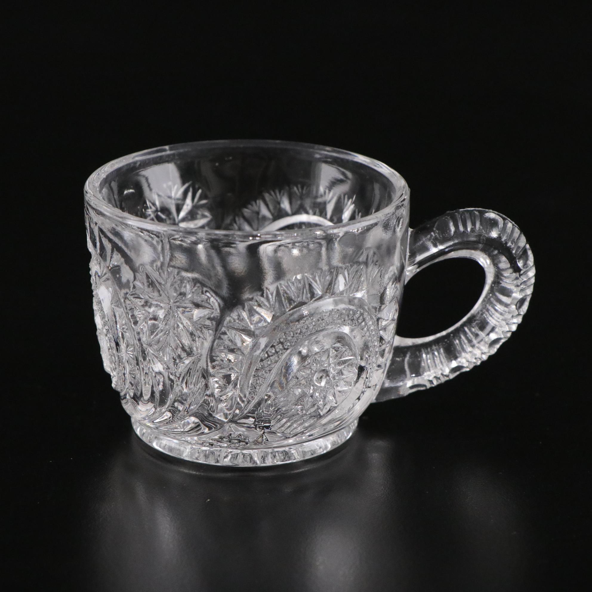 L.E.Smith EAPG "Pinwheel and Stars" Punch Bowl with Cups and Ladle