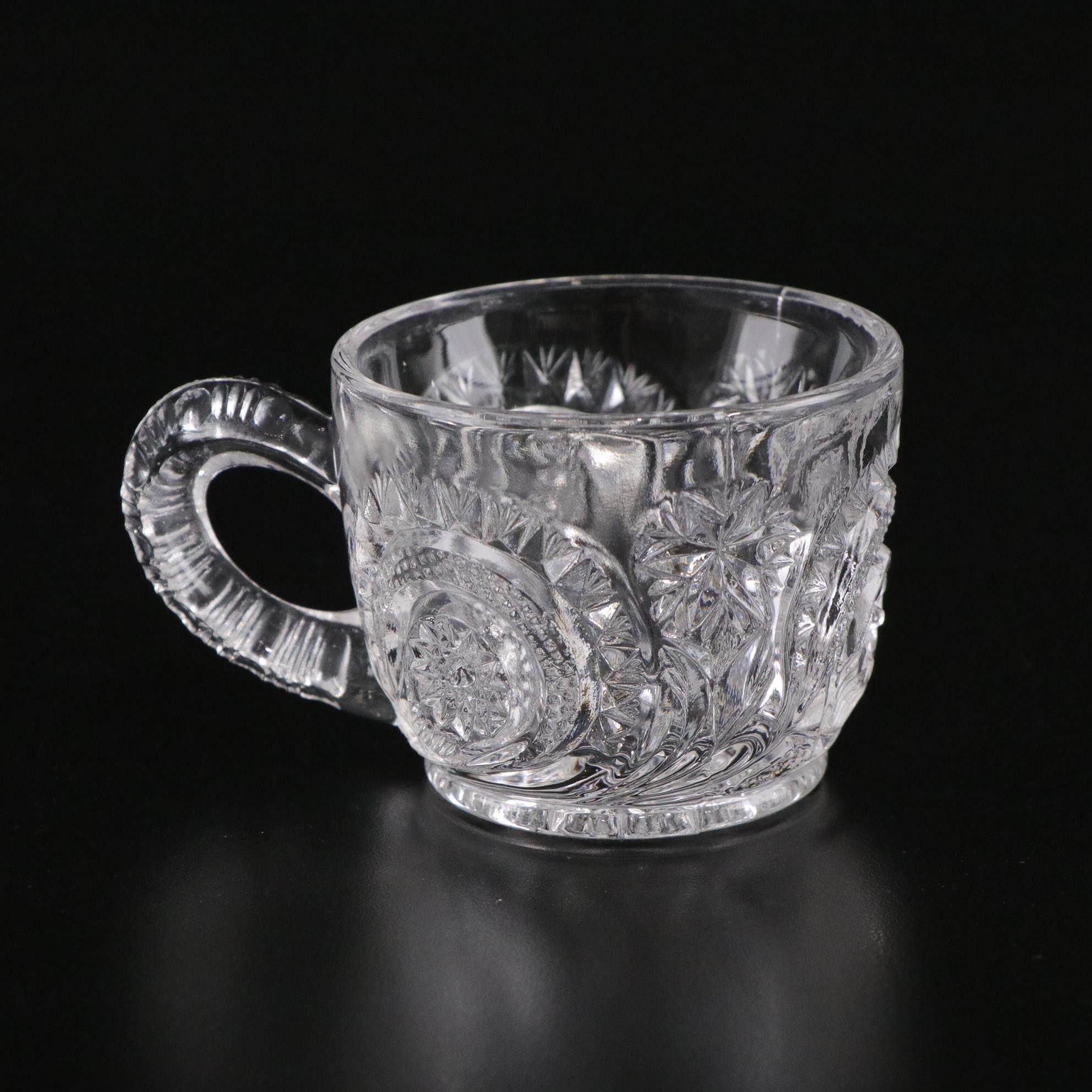 L.E.Smith EAPG "Pinwheel and Stars" Punch Bowl with Cups and Ladle