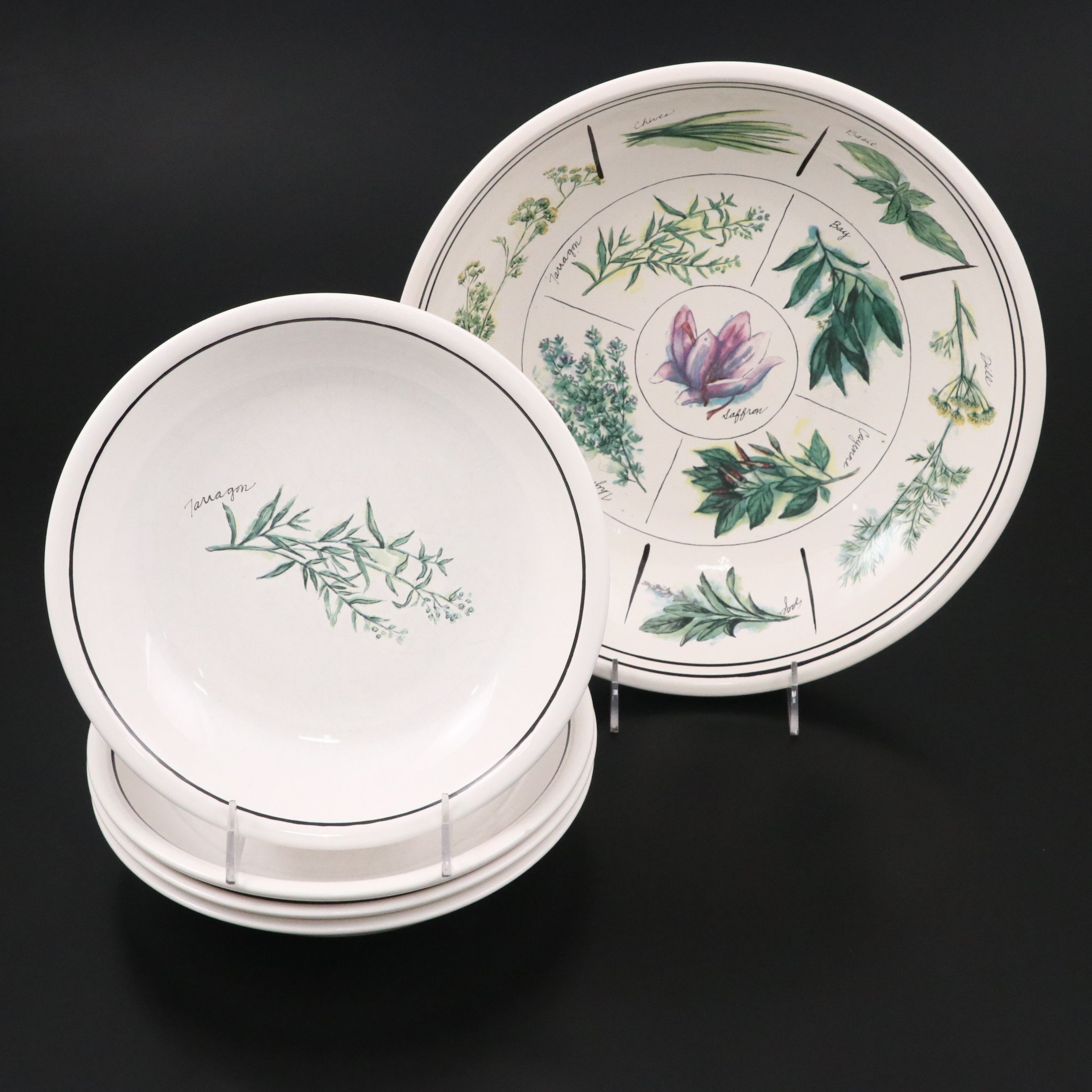 Williams-Sonoma Portuguese Ceramic Herb Pattern Bowls