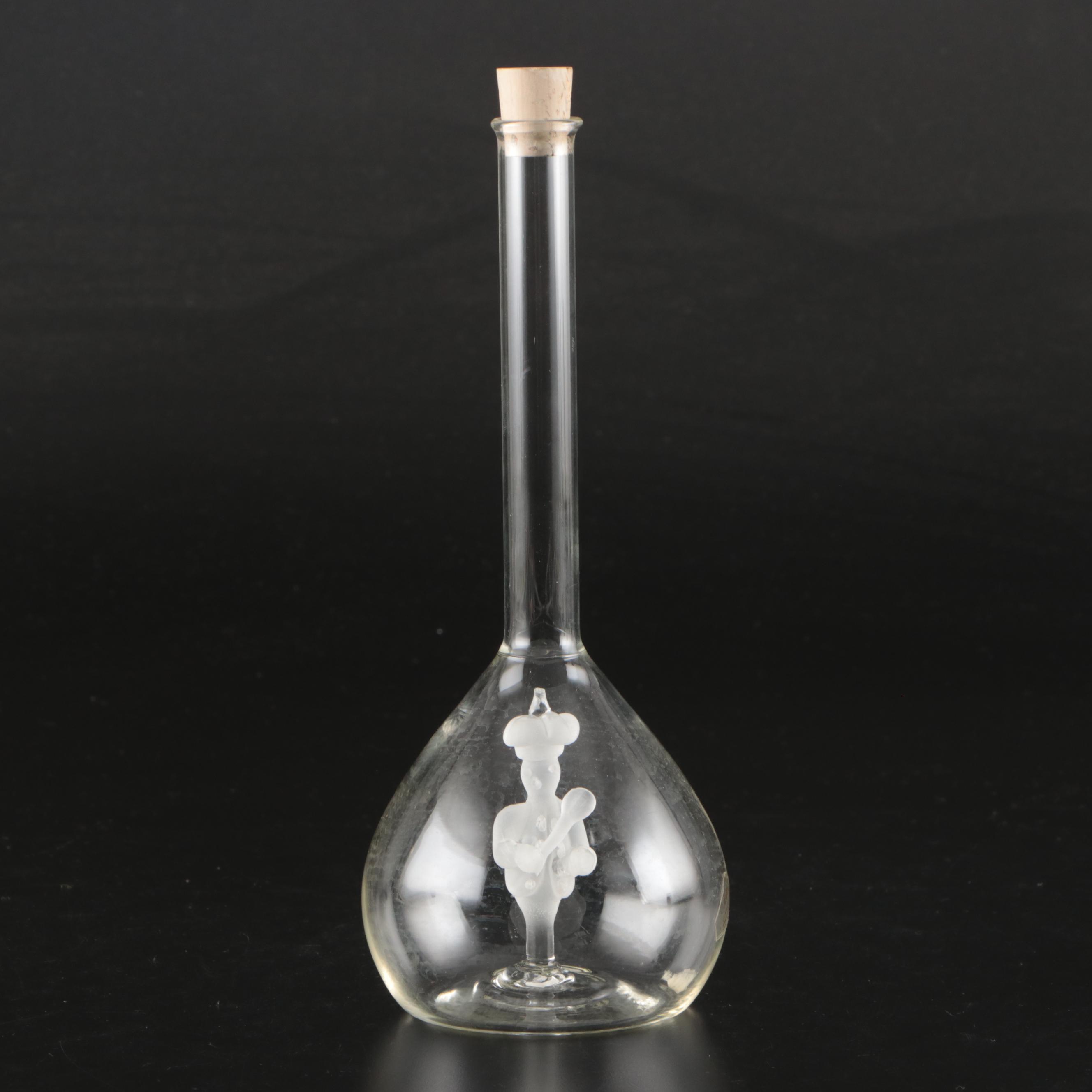 Blown Glass Ship in a Bottle Drinks Dispenser with Other Bottles and Decor