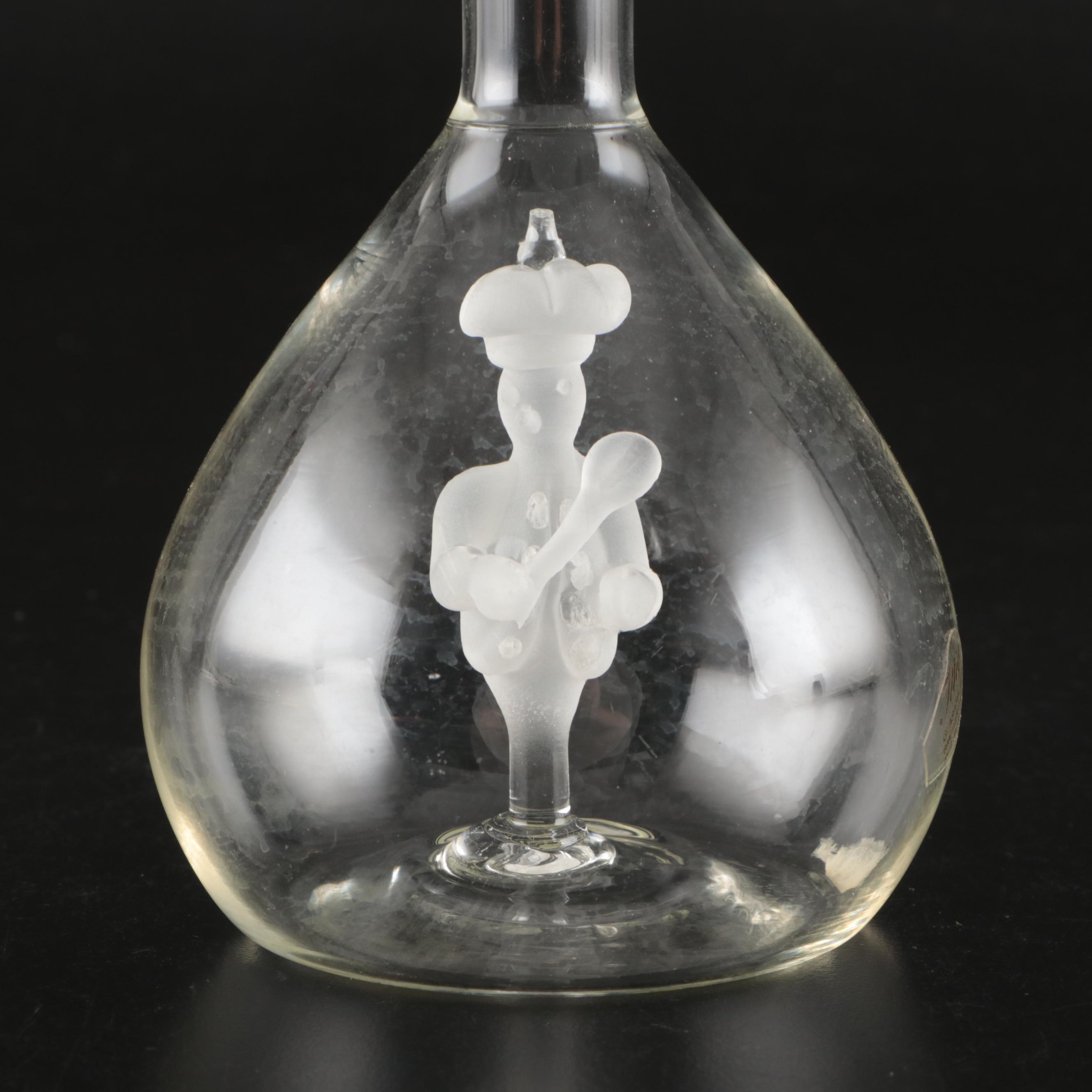 Blown Glass Ship in a Bottle Drinks Dispenser with Other Bottles and Decor