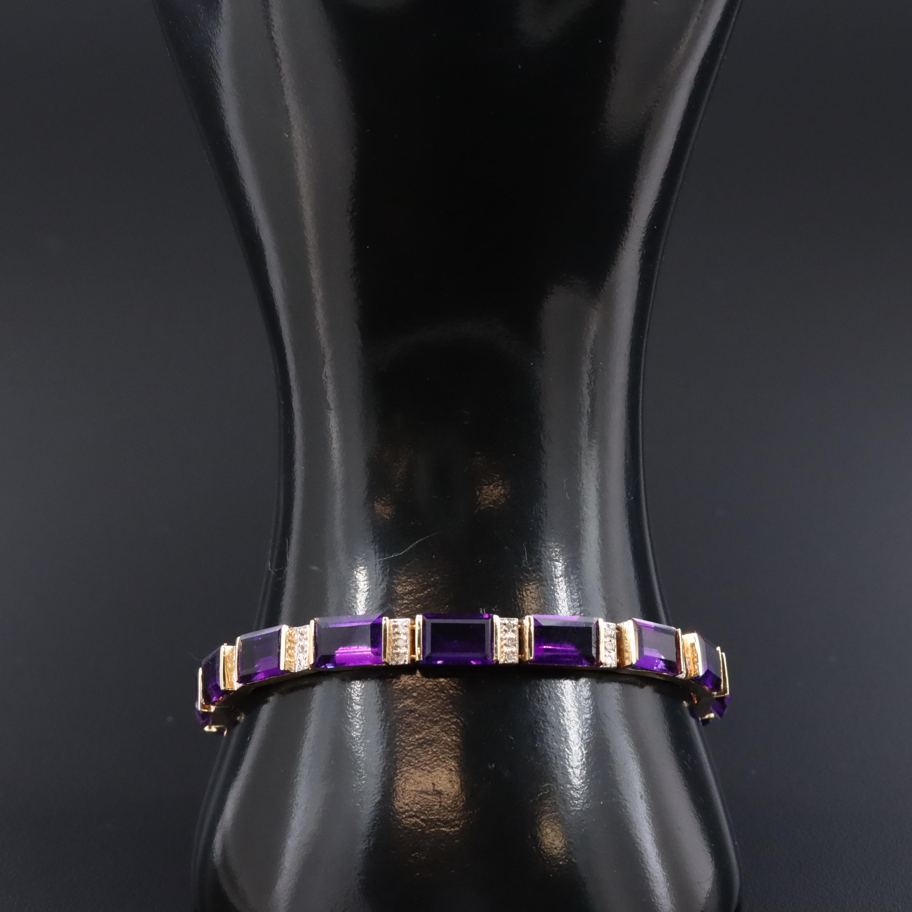 14K Amethyst and Diamond Bracelet