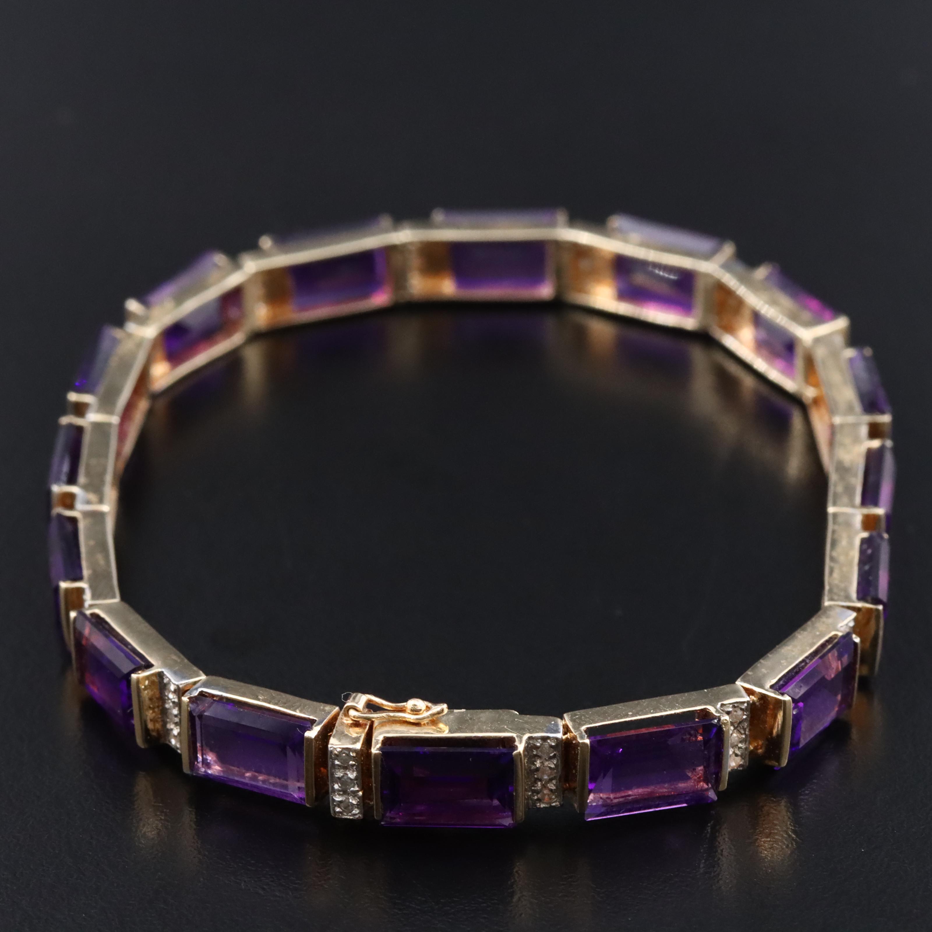 14K Amethyst and Diamond Bracelet