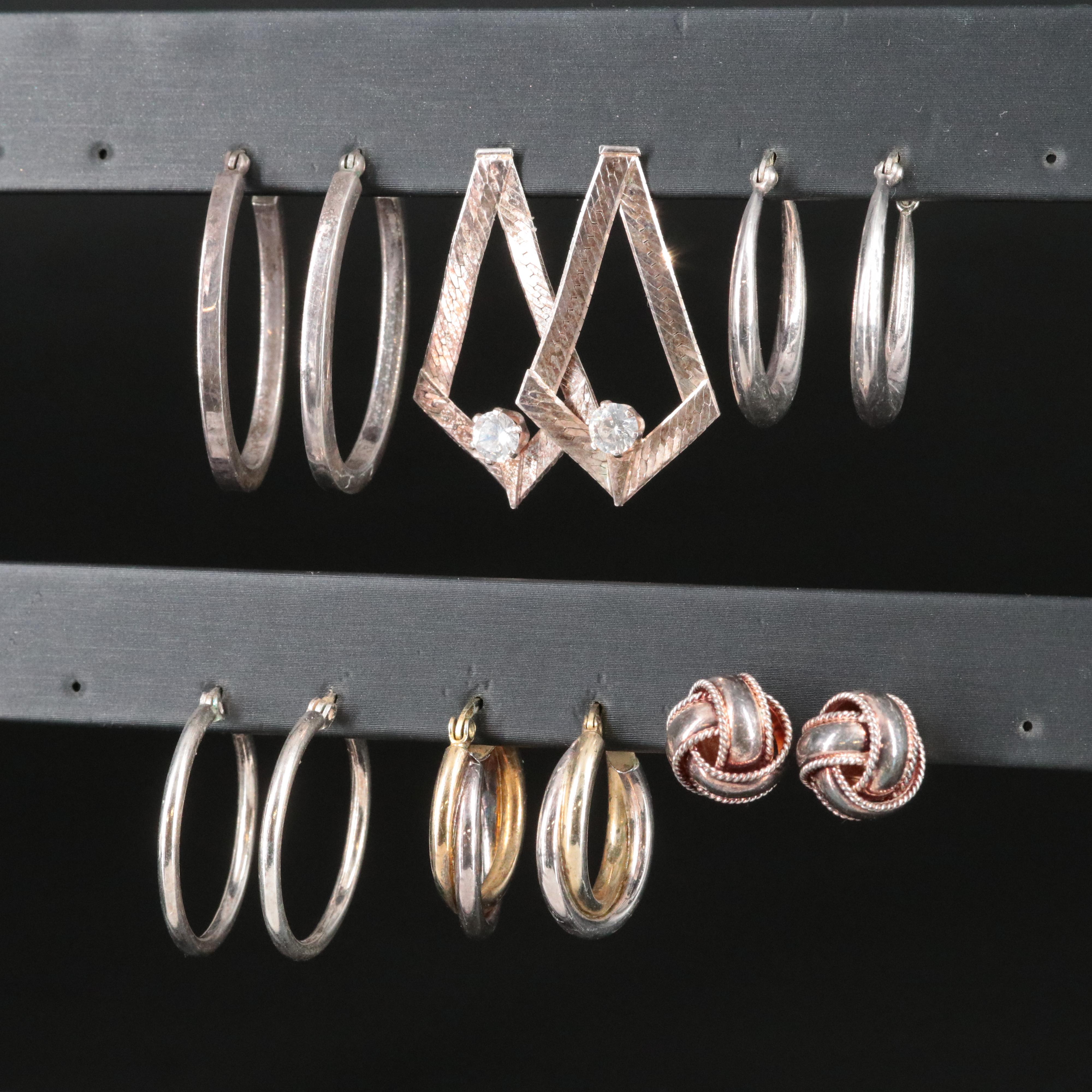 Sterling Cubic Zirconia Hoop, Drop and Stud Earrings