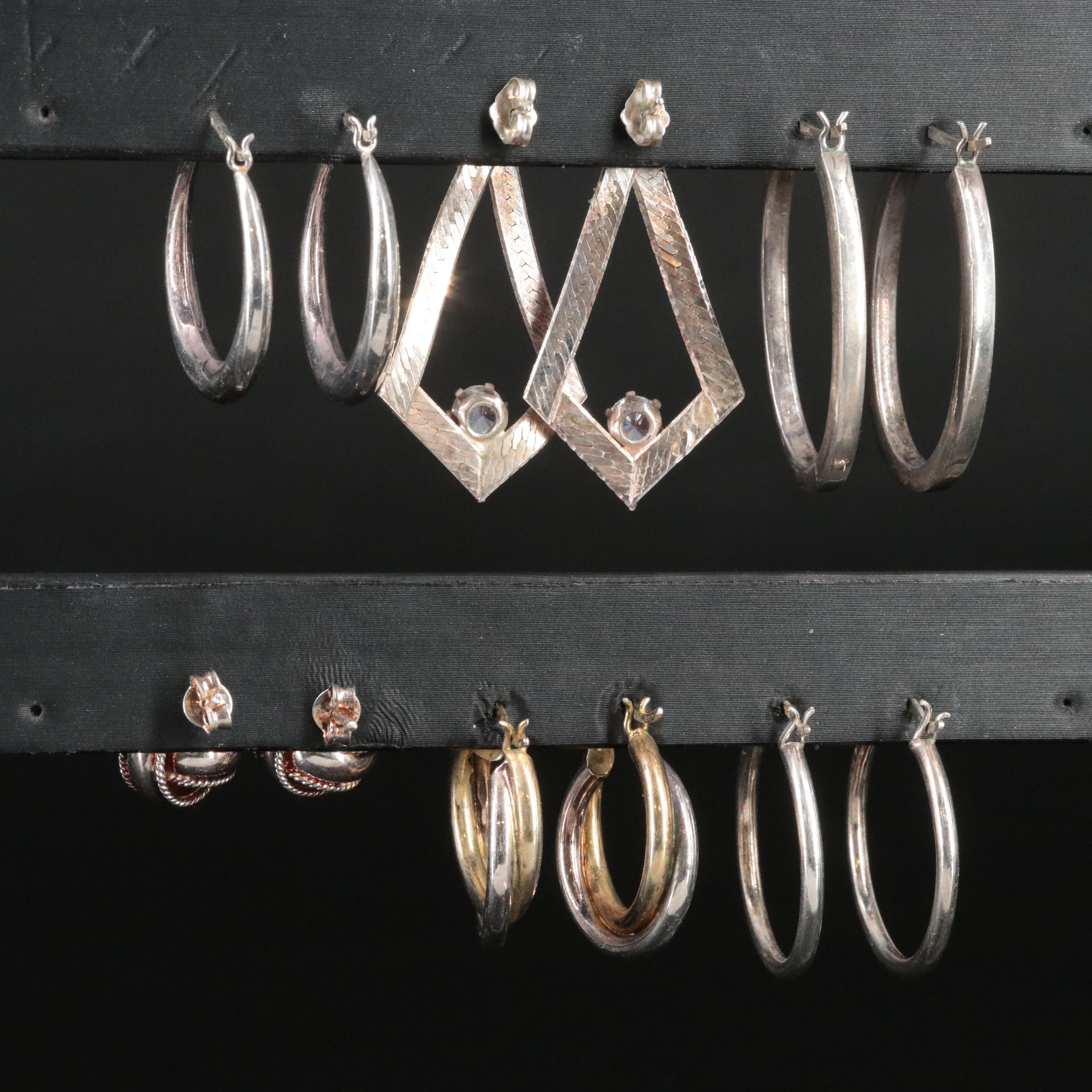 Sterling Cubic Zirconia Hoop, Drop and Stud Earrings