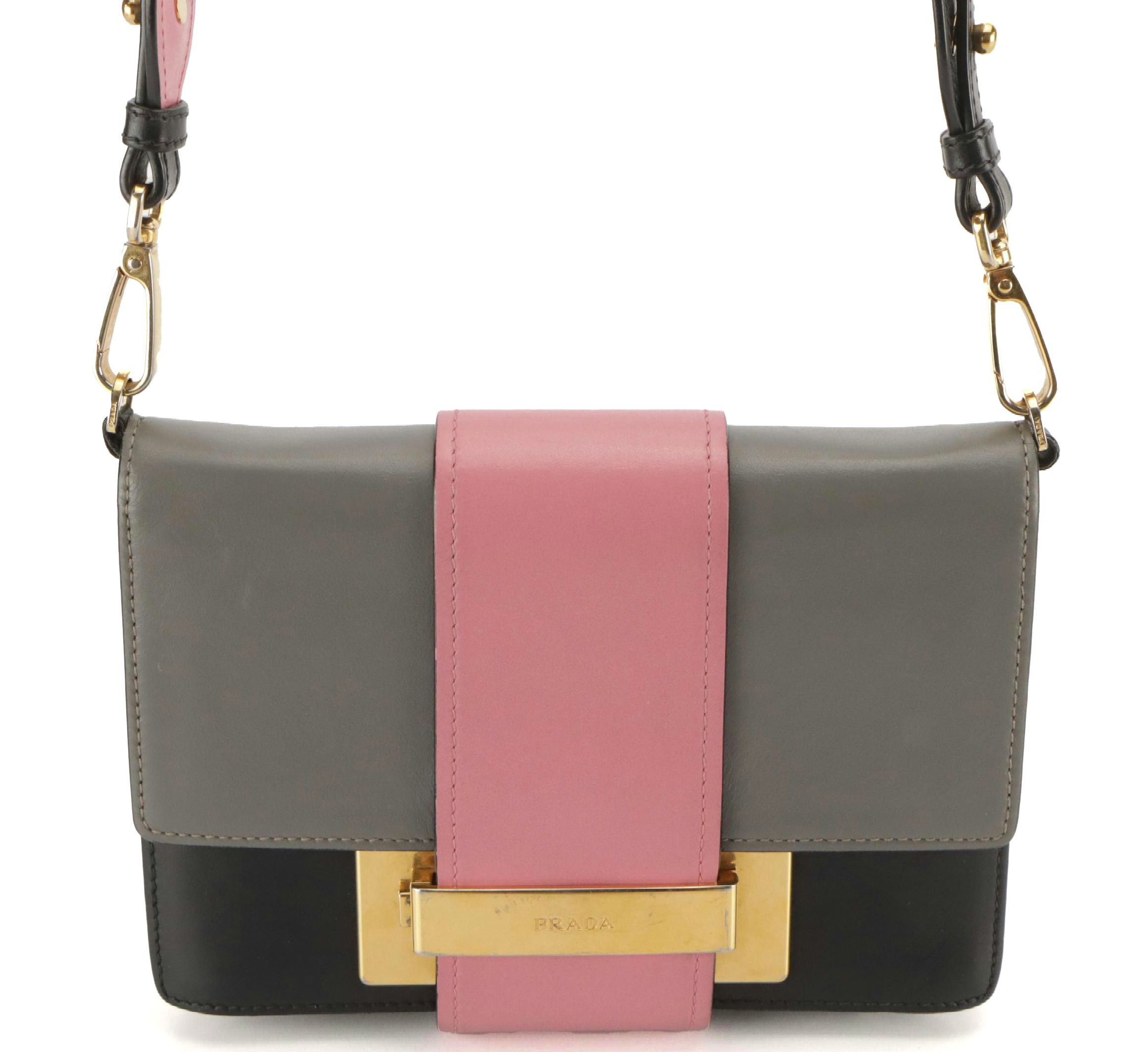 Prada City Ribbon Crossbody Bag in Colorblock Calfskin Leather