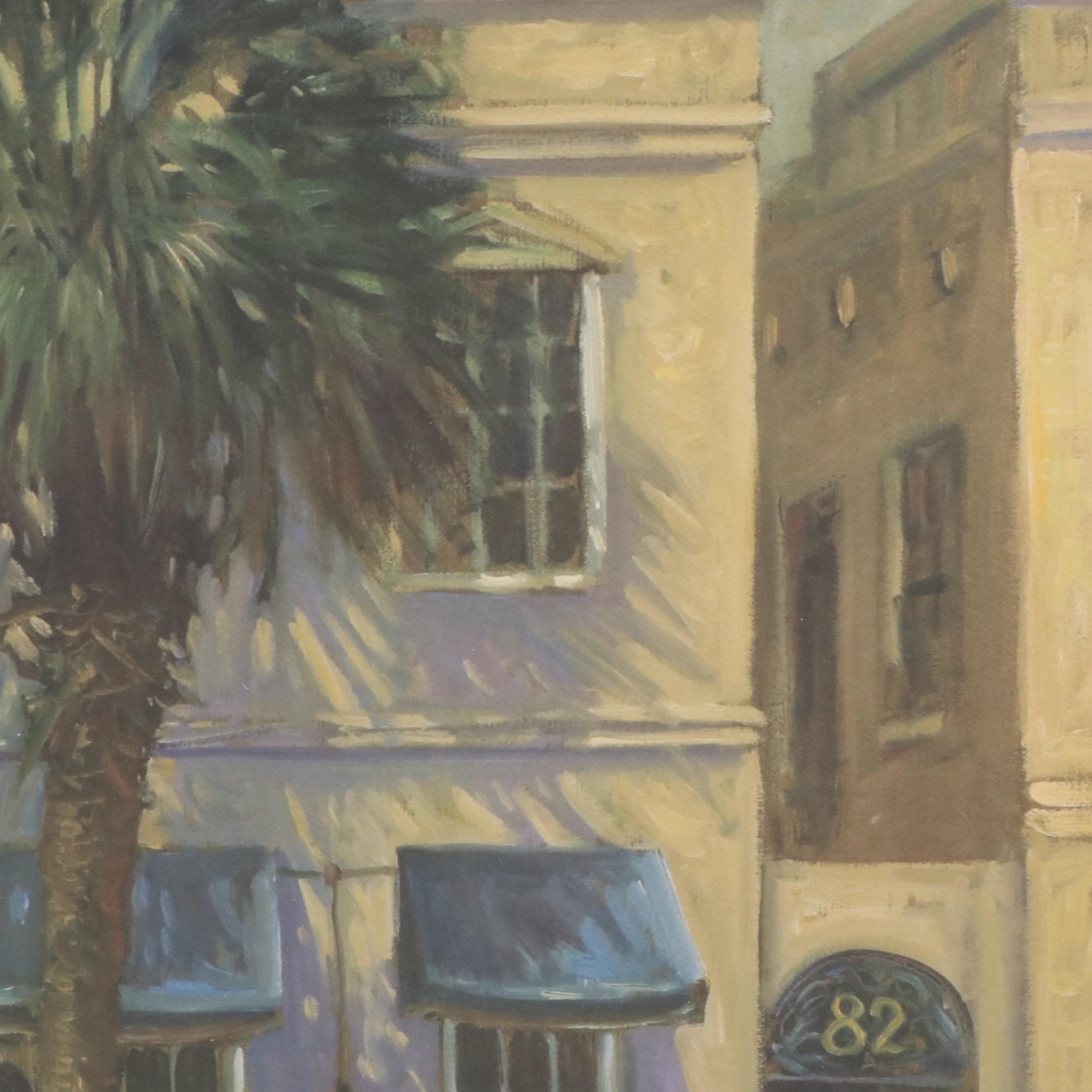 Cityscape Offset Lithograph with Restaurant Facade "82 Queen Street"