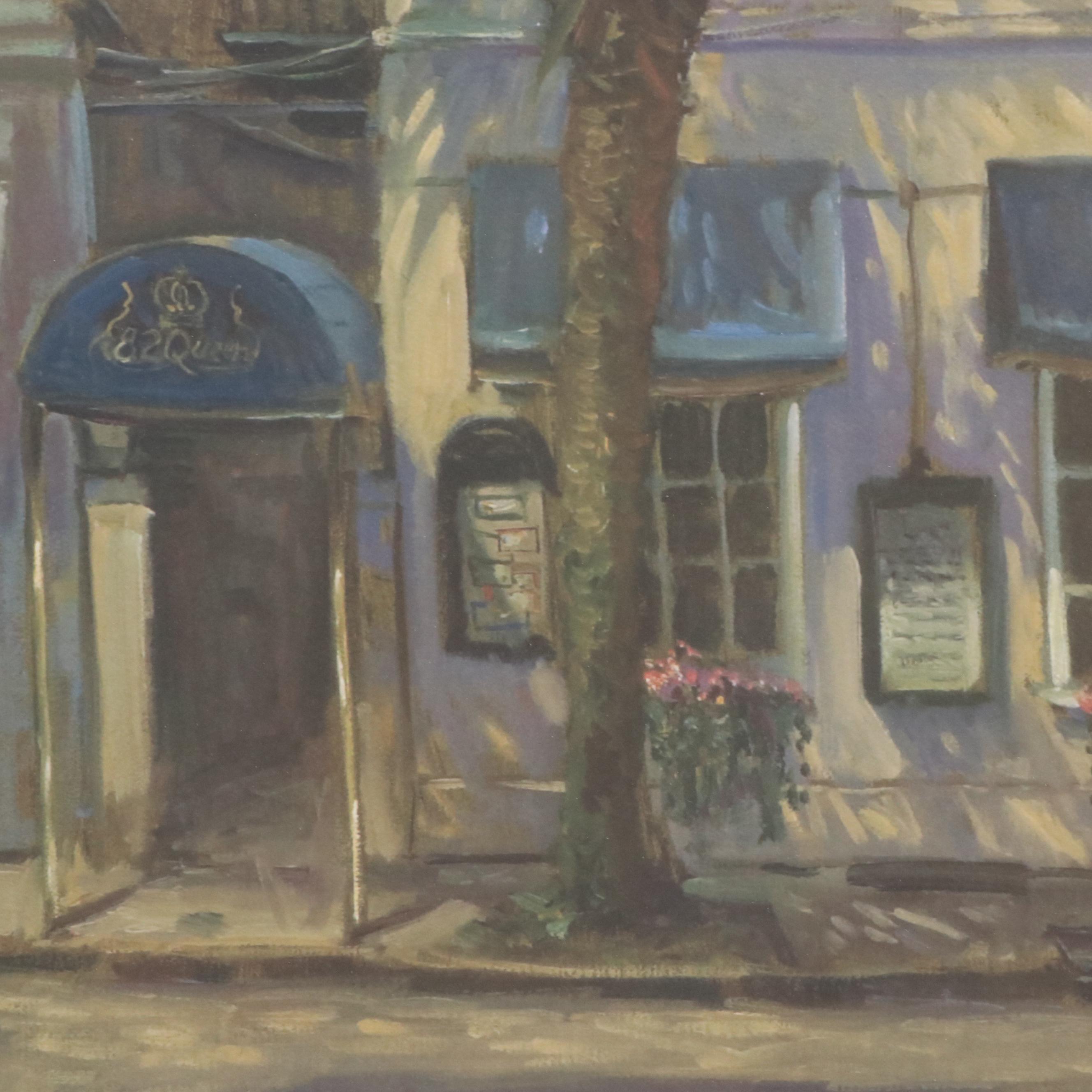 Cityscape Offset Lithograph with Restaurant Facade "82 Queen Street"