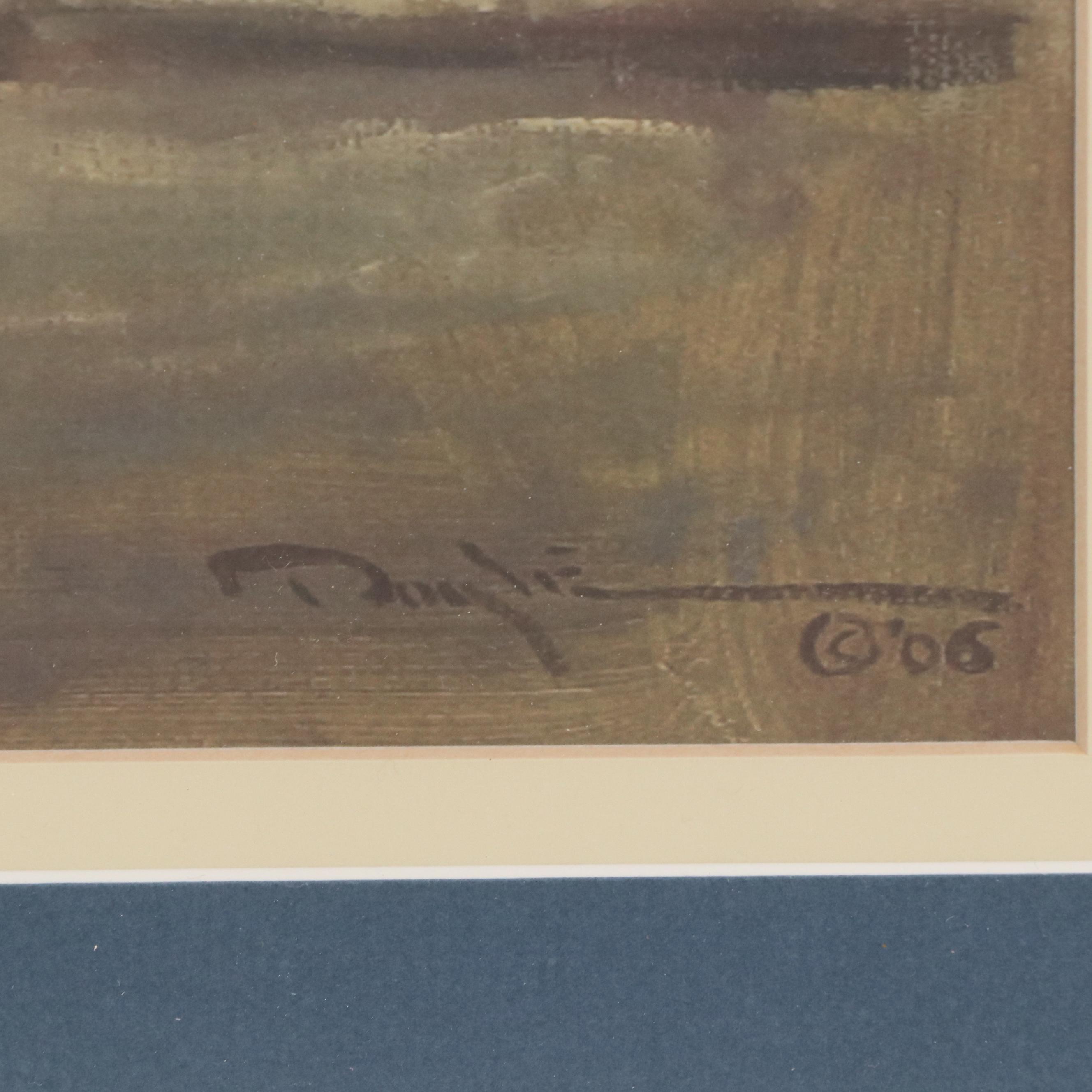 Cityscape Offset Lithograph with Restaurant Facade "82 Queen Street"