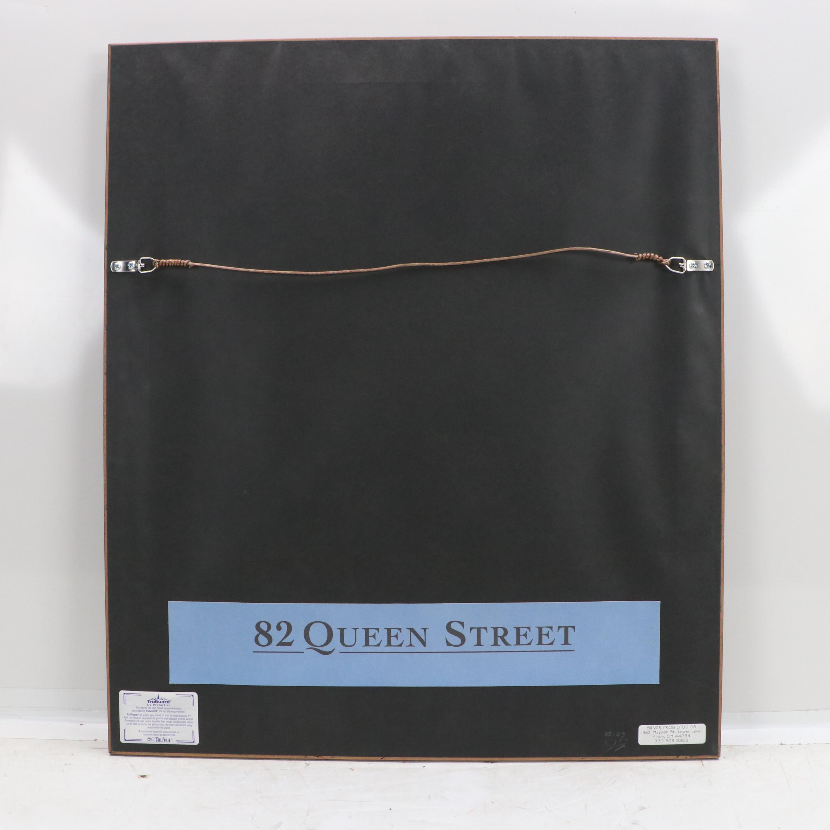 Cityscape Offset Lithograph with Restaurant Facade "82 Queen Street"