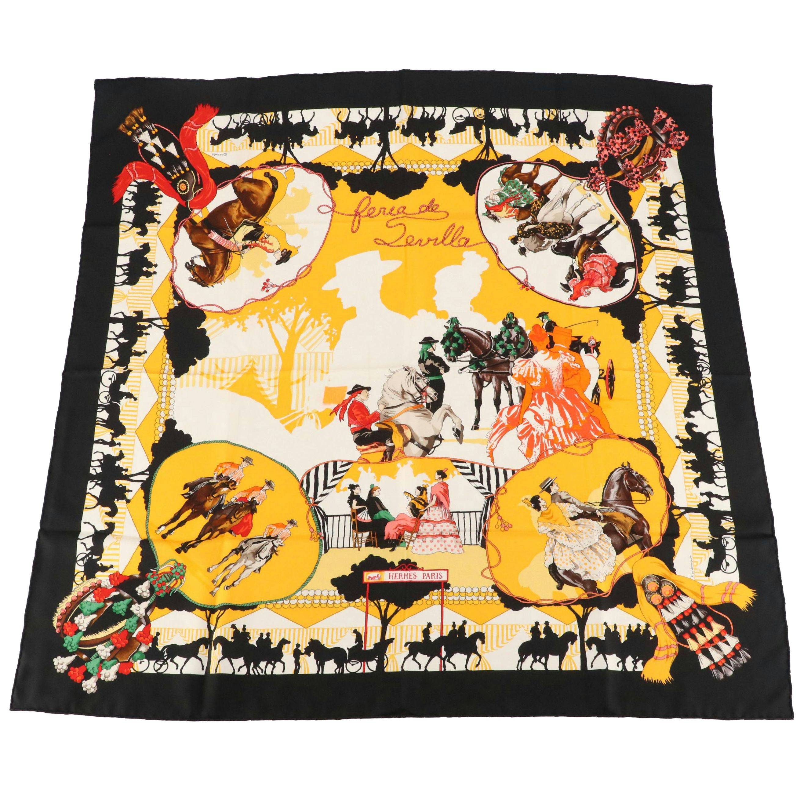 Hermès "Feria de Sevilla" Silk Twill Scarf 90 in Box