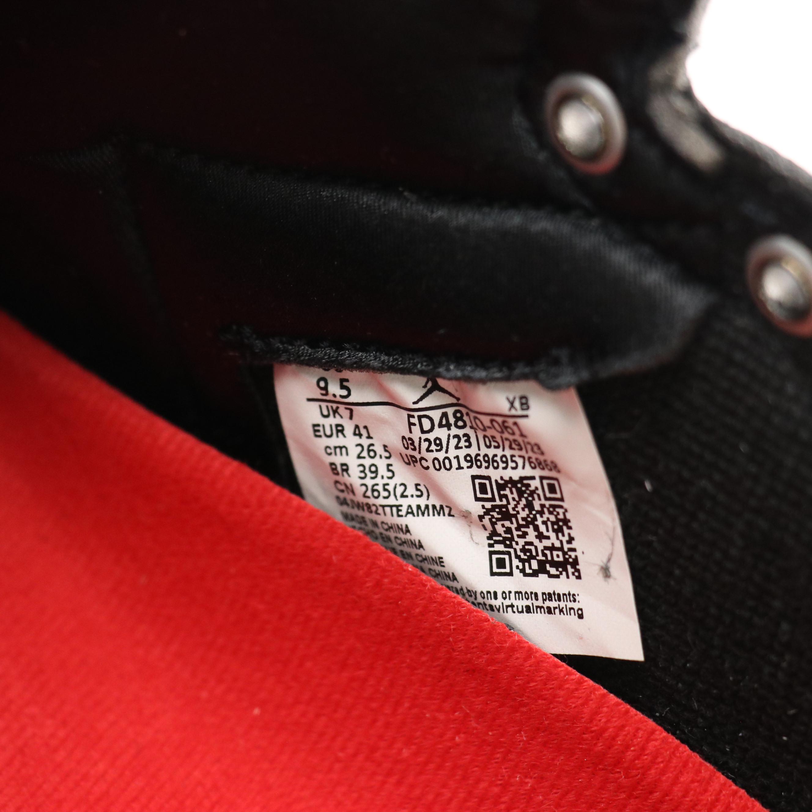 Nike Air Jordan 1 Retro High OG Sneakers in Black/University Red Satin, With Box