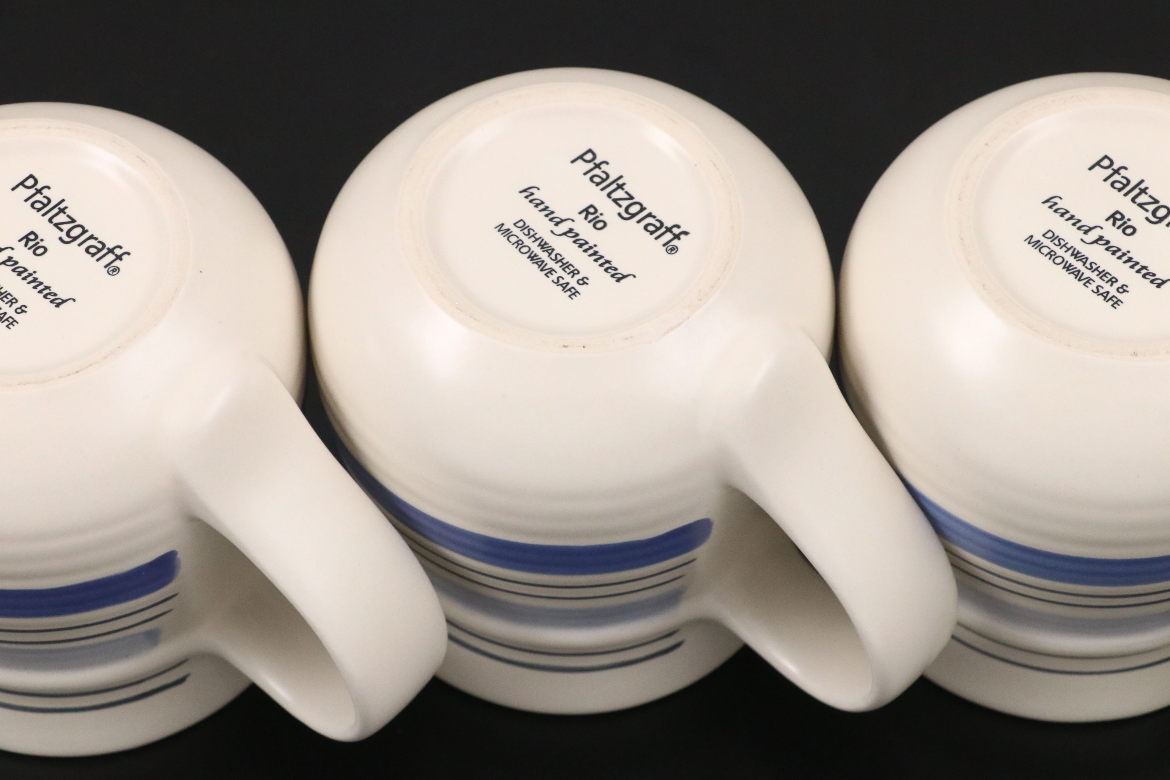 Pfaltzgraff "Rio" Hand Painted Ceramic Mugs with Handled Serving Tray