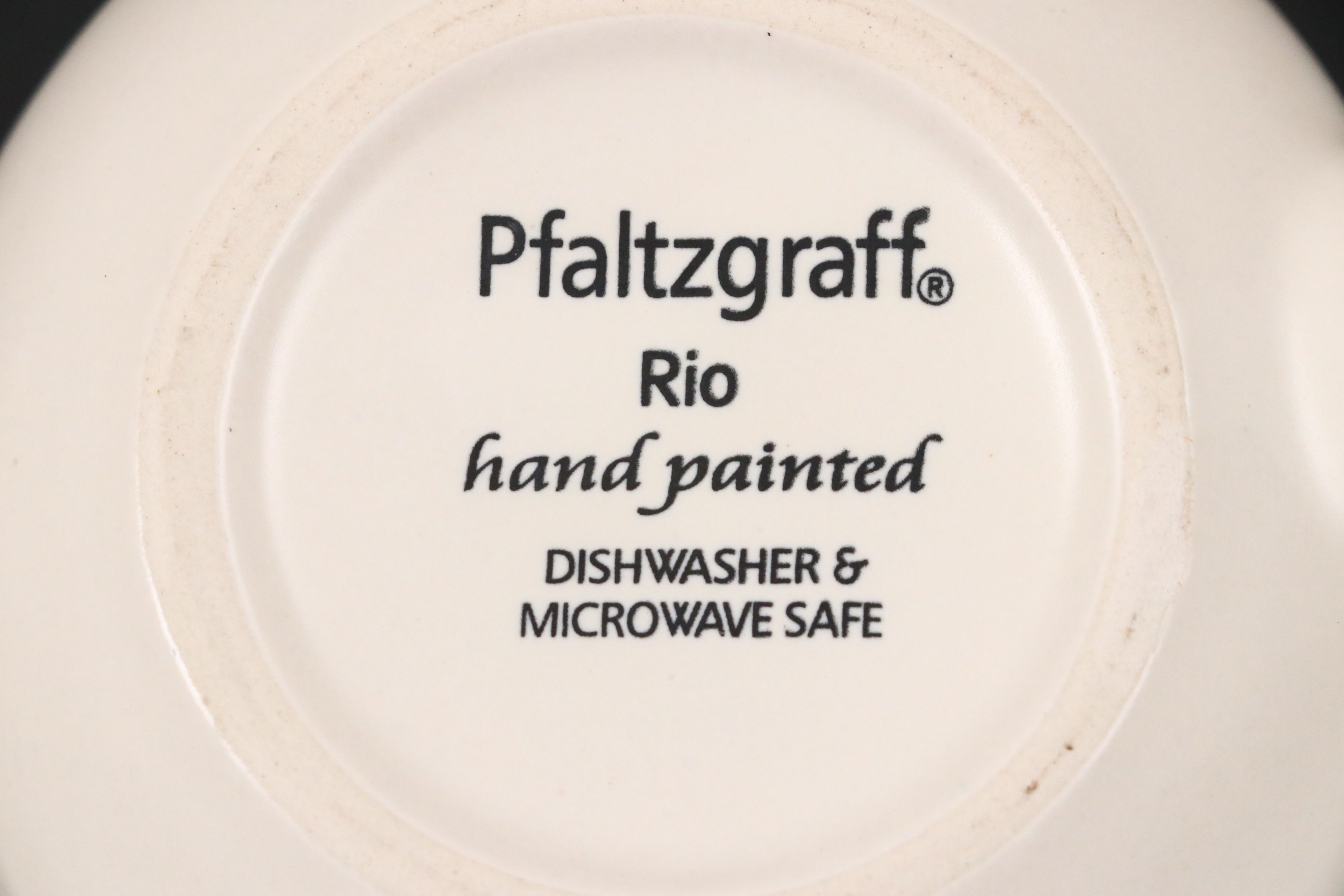 Pfaltzgraff "Rio" Hand Painted Ceramic Mugs with Handled Serving Tray