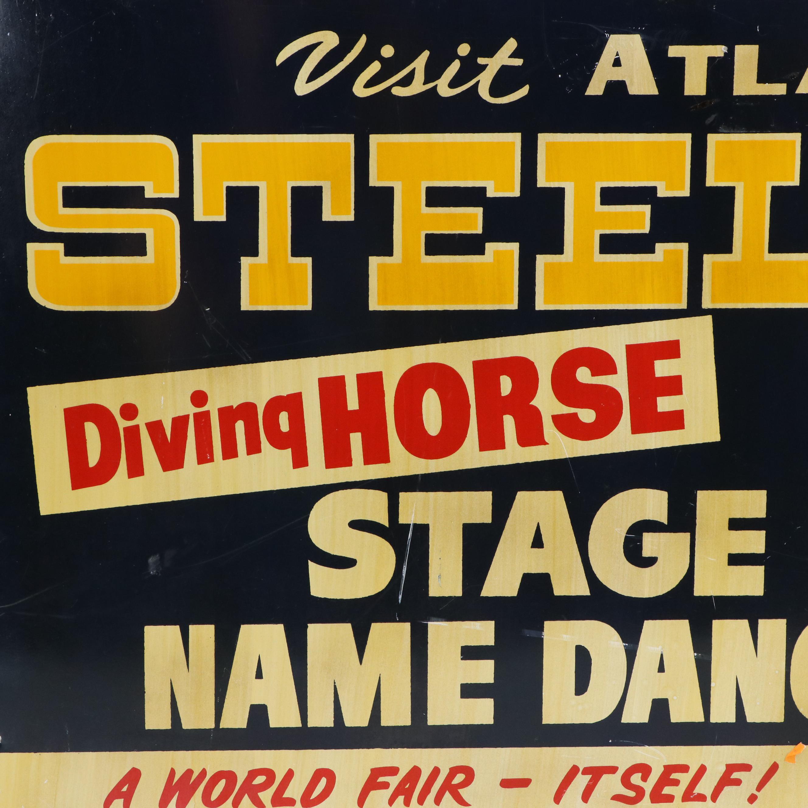 Atlantic City Steel Pier Metal Advertisement Sign, Circa 1965