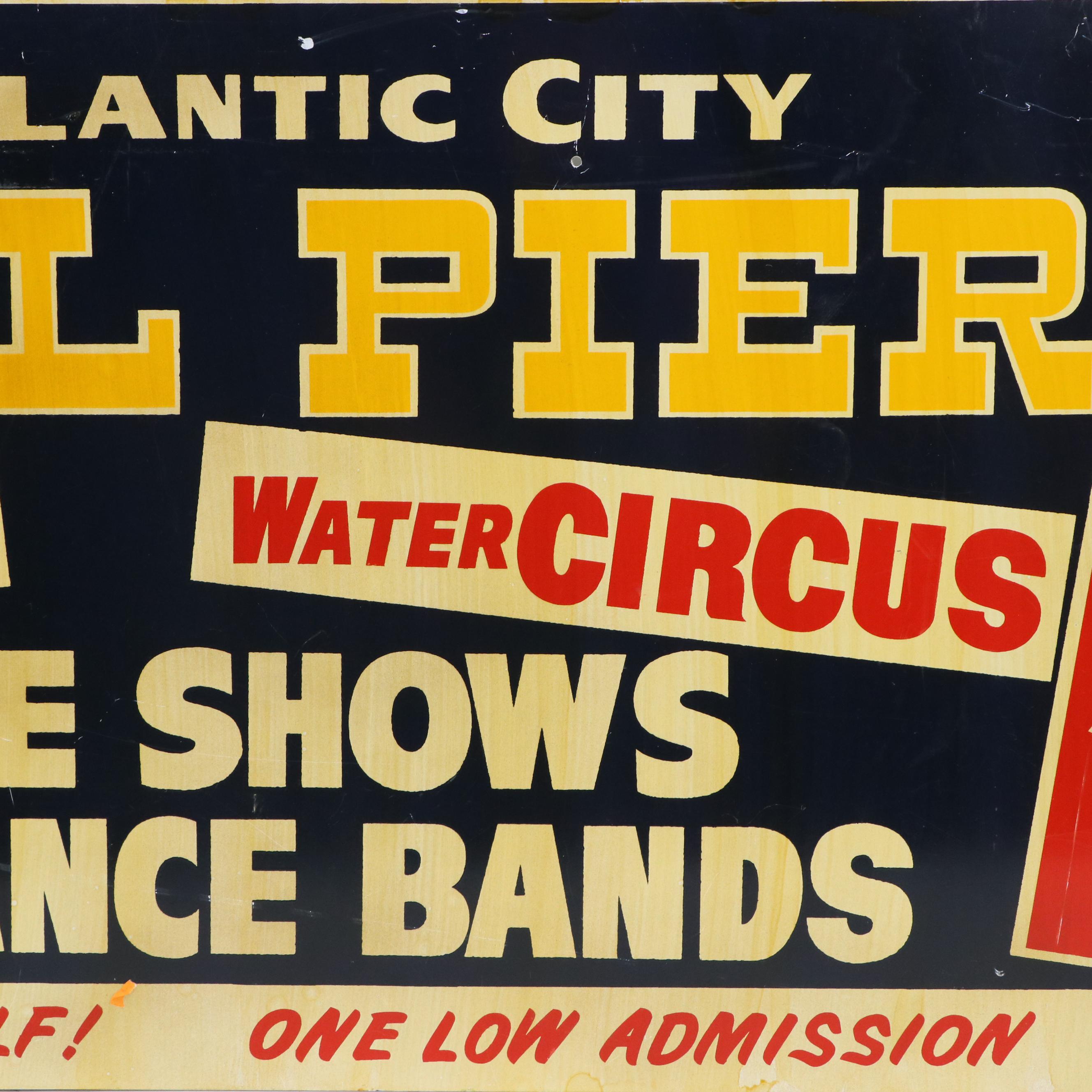 Atlantic City Steel Pier Metal Advertisement Sign, Circa 1965
