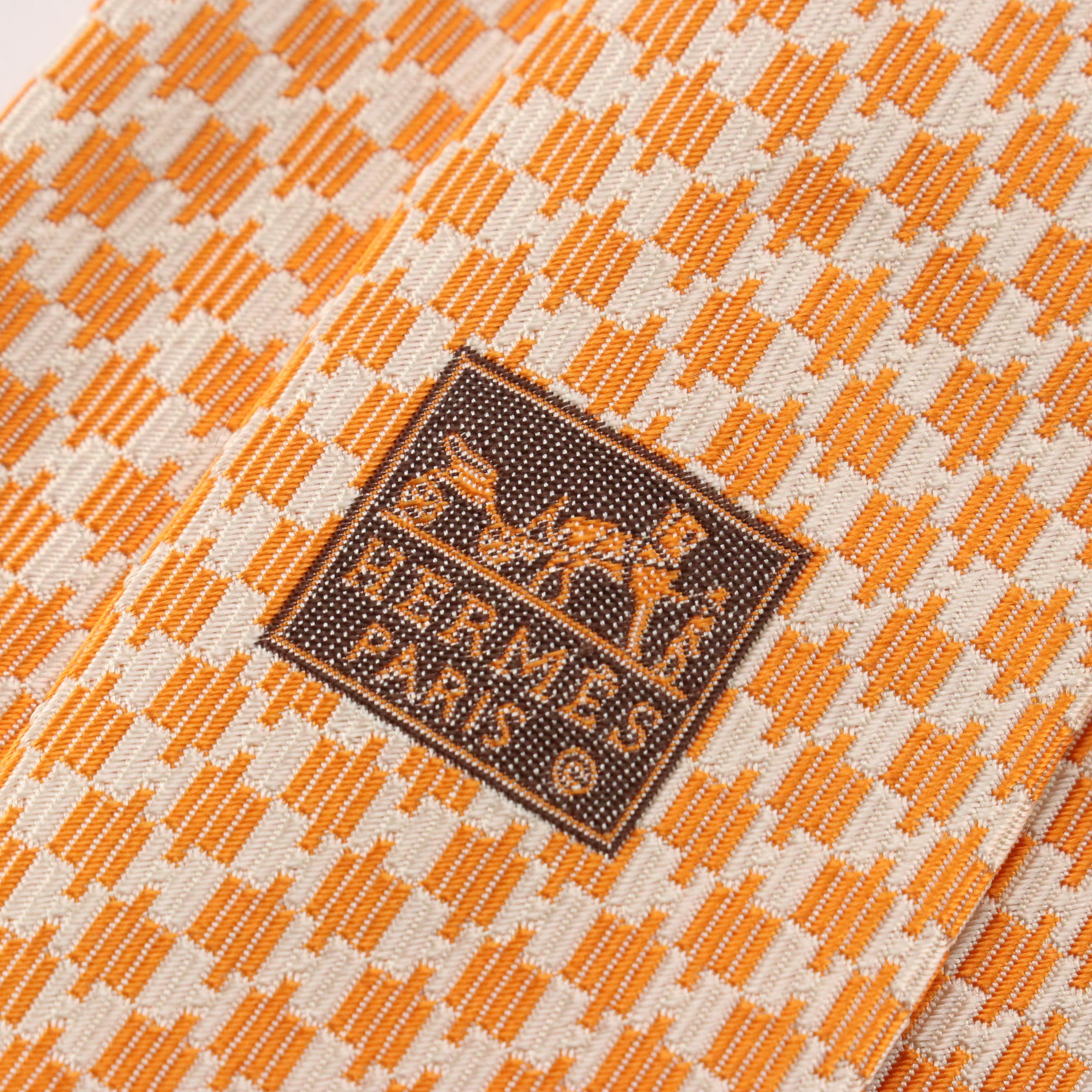 Hermès Checkered H Silk Jacquard Necktie
