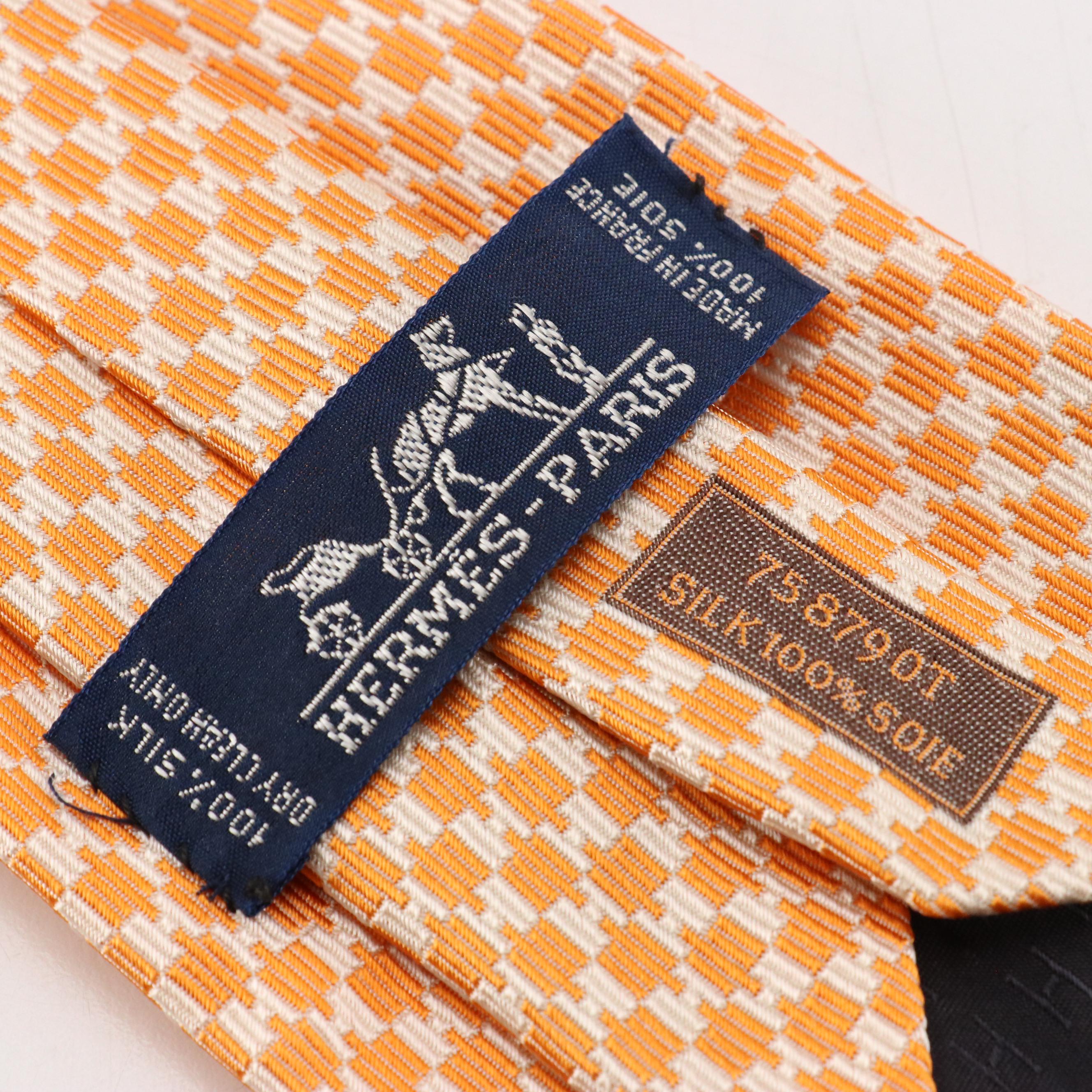 Hermès Checkered H Silk Jacquard Necktie
