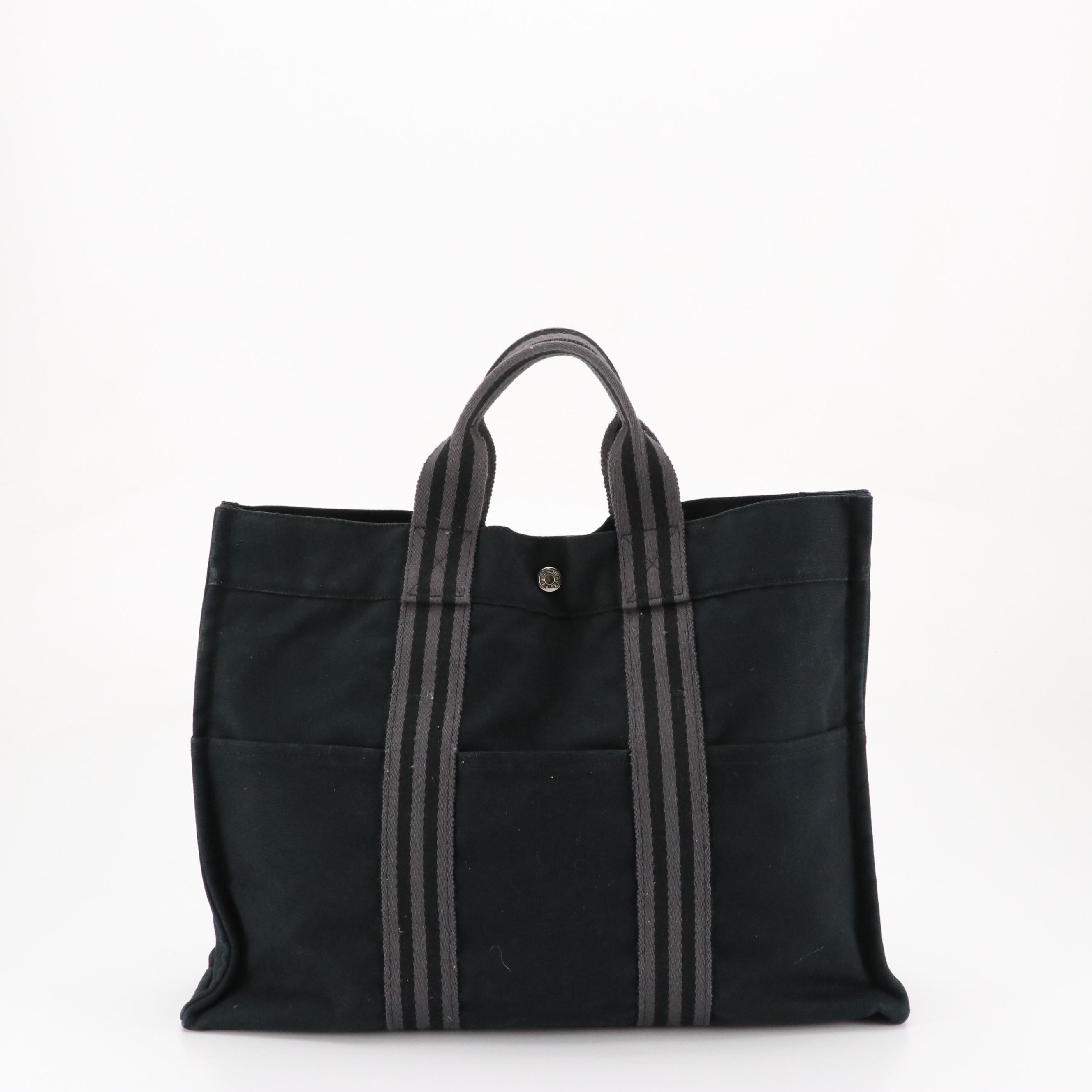 Hermès Canvas Fourre-Tout MM in Black/Grey