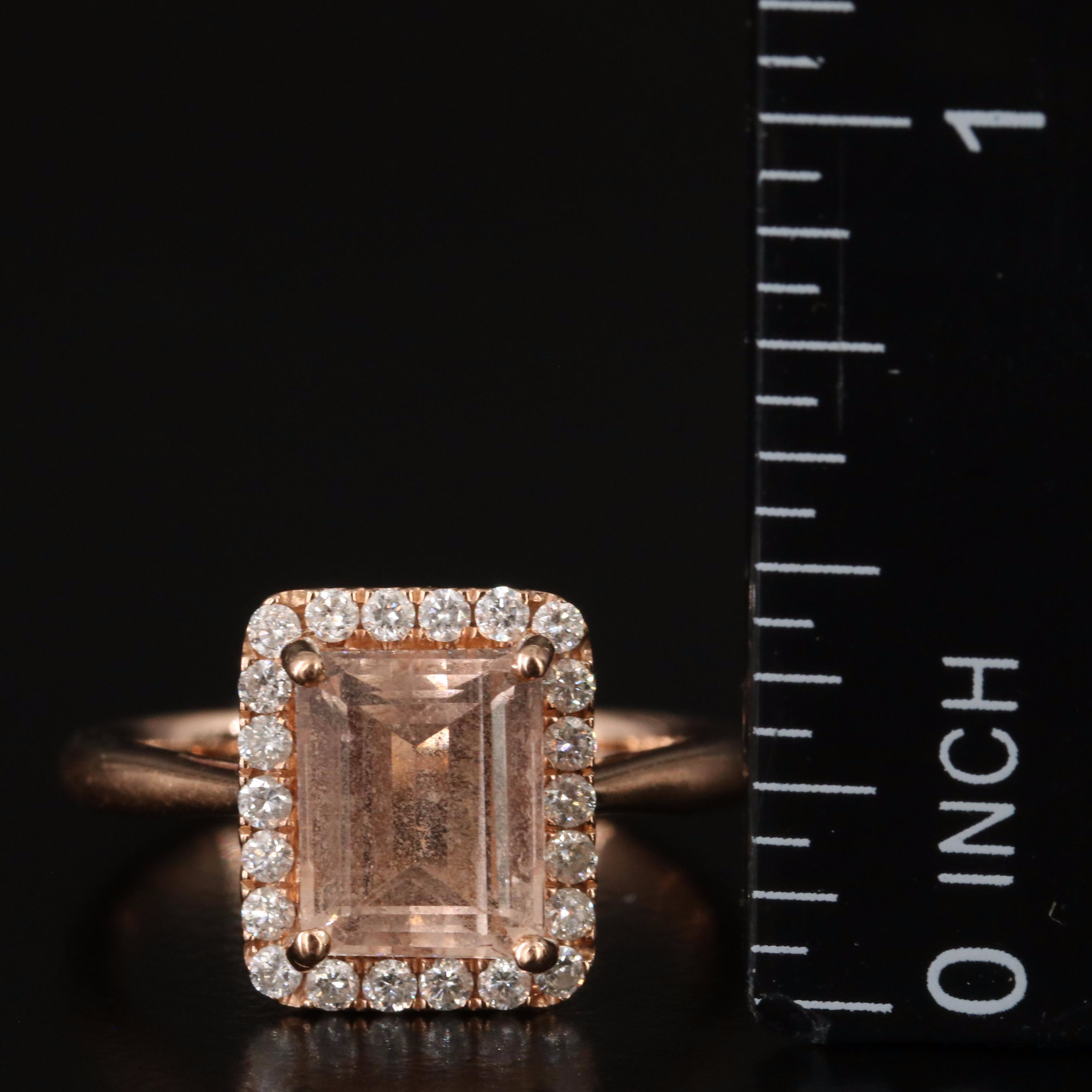 14K Rose Gold Morganite and Diamond Ring