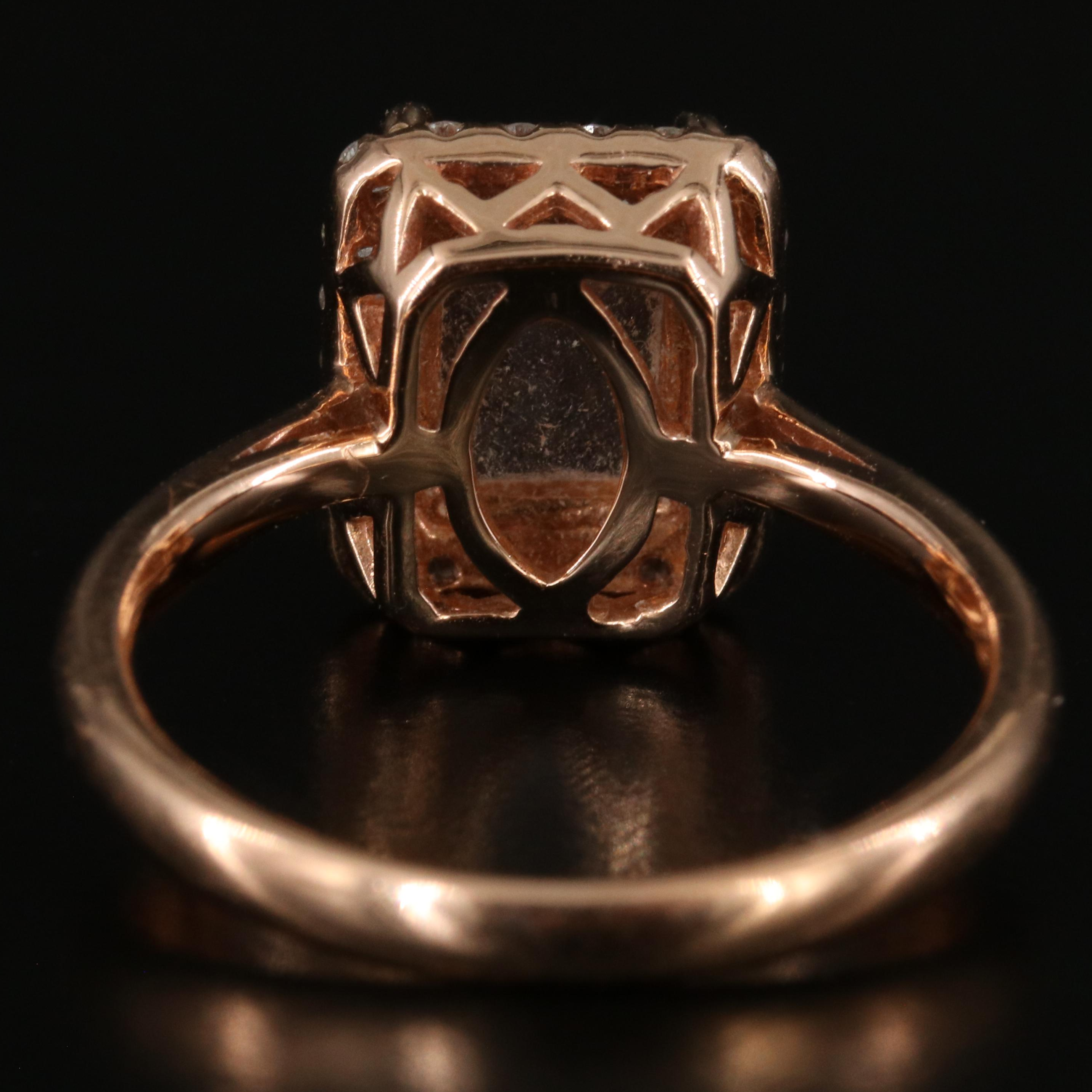 14K Rose Gold Morganite and Diamond Ring