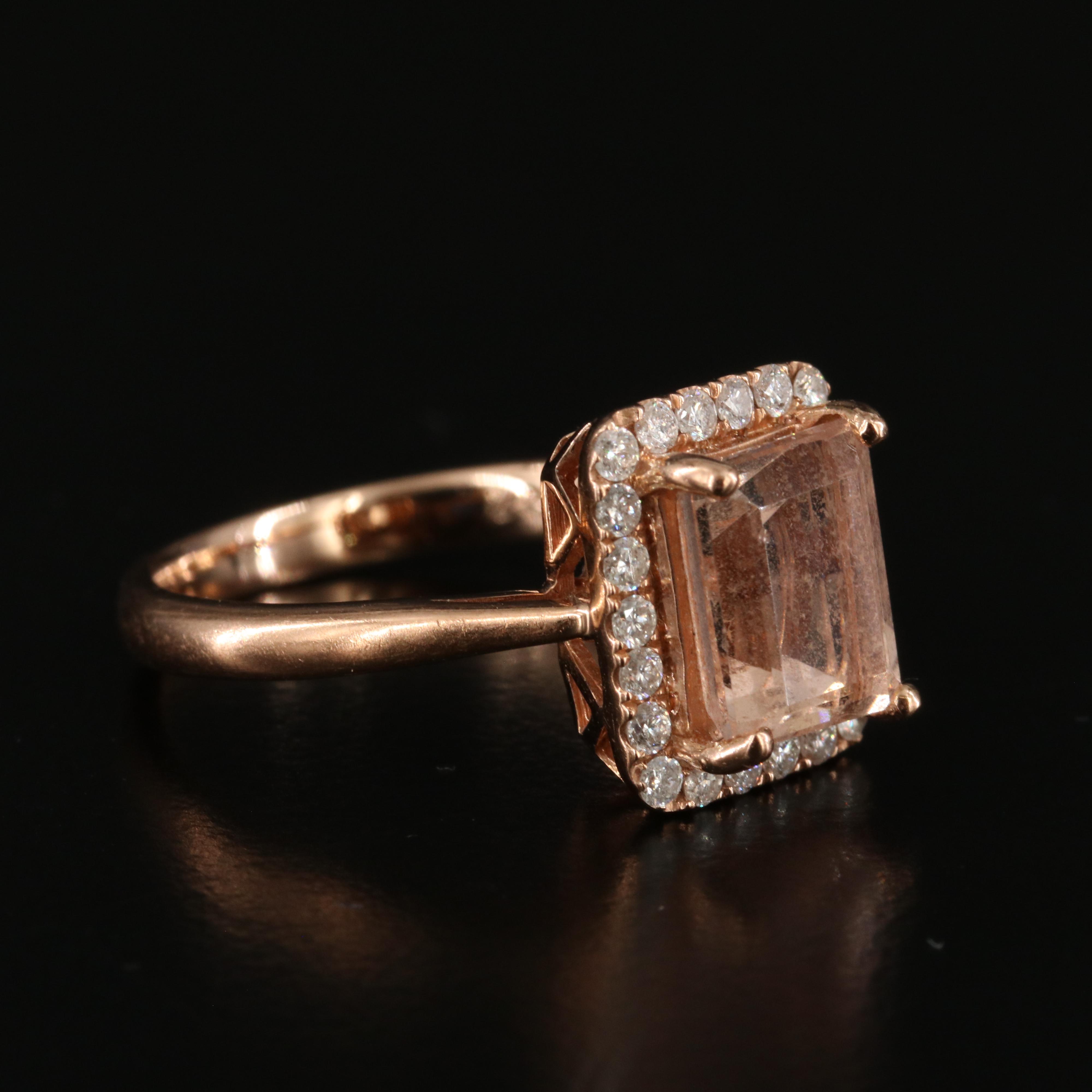 14K Rose Gold Morganite and Diamond Ring