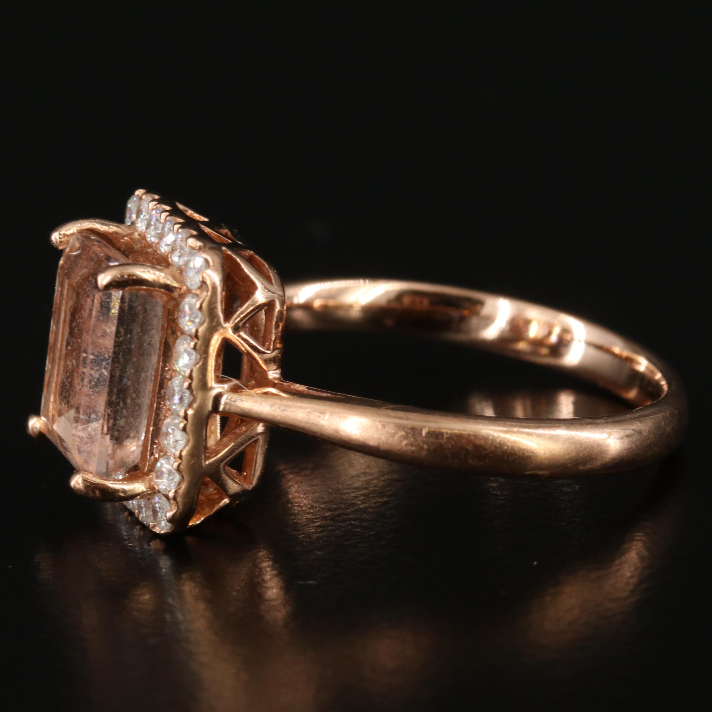 14K Rose Gold Morganite and Diamond Ring