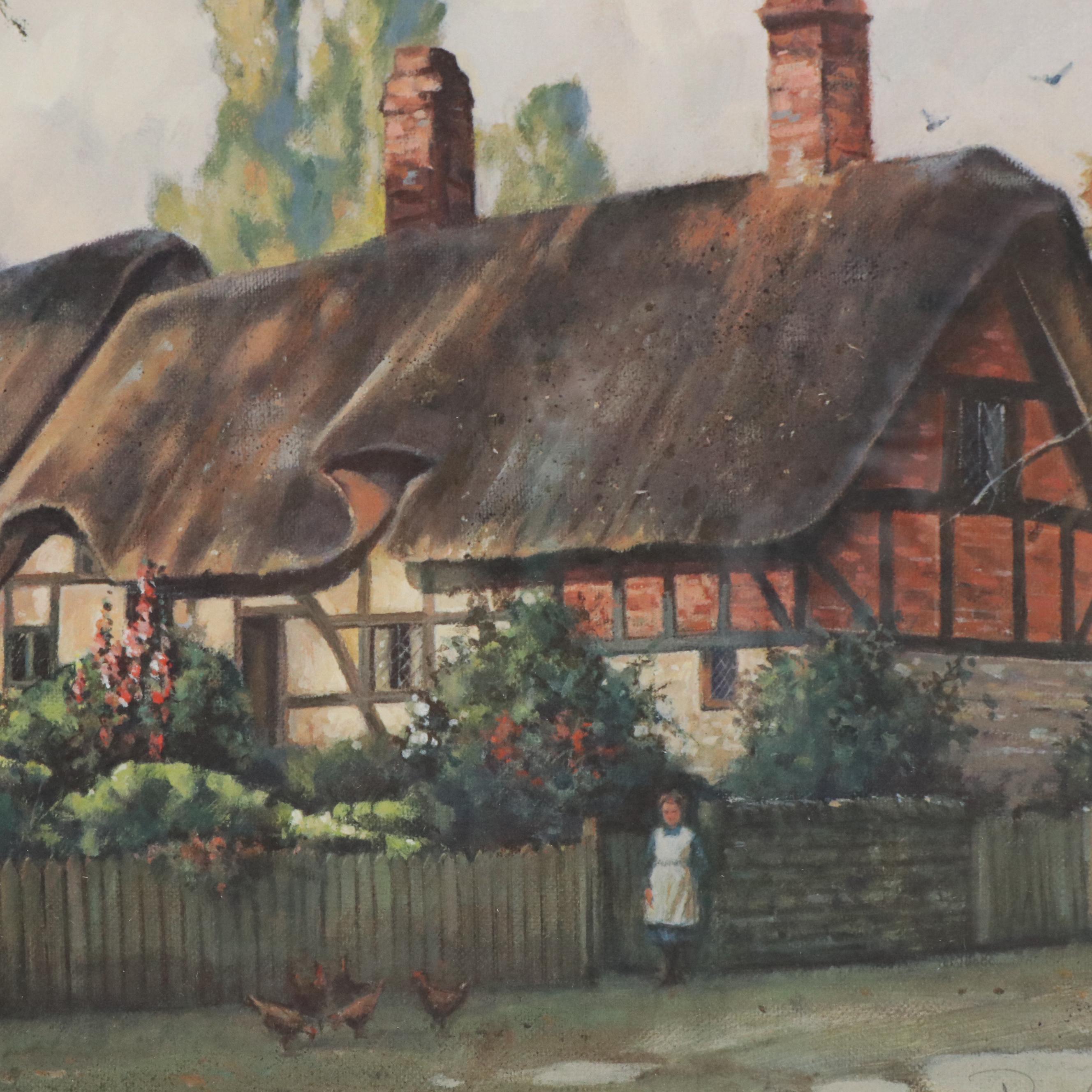 Paul Landry Offset Lithograph "An English Cottage," 1994