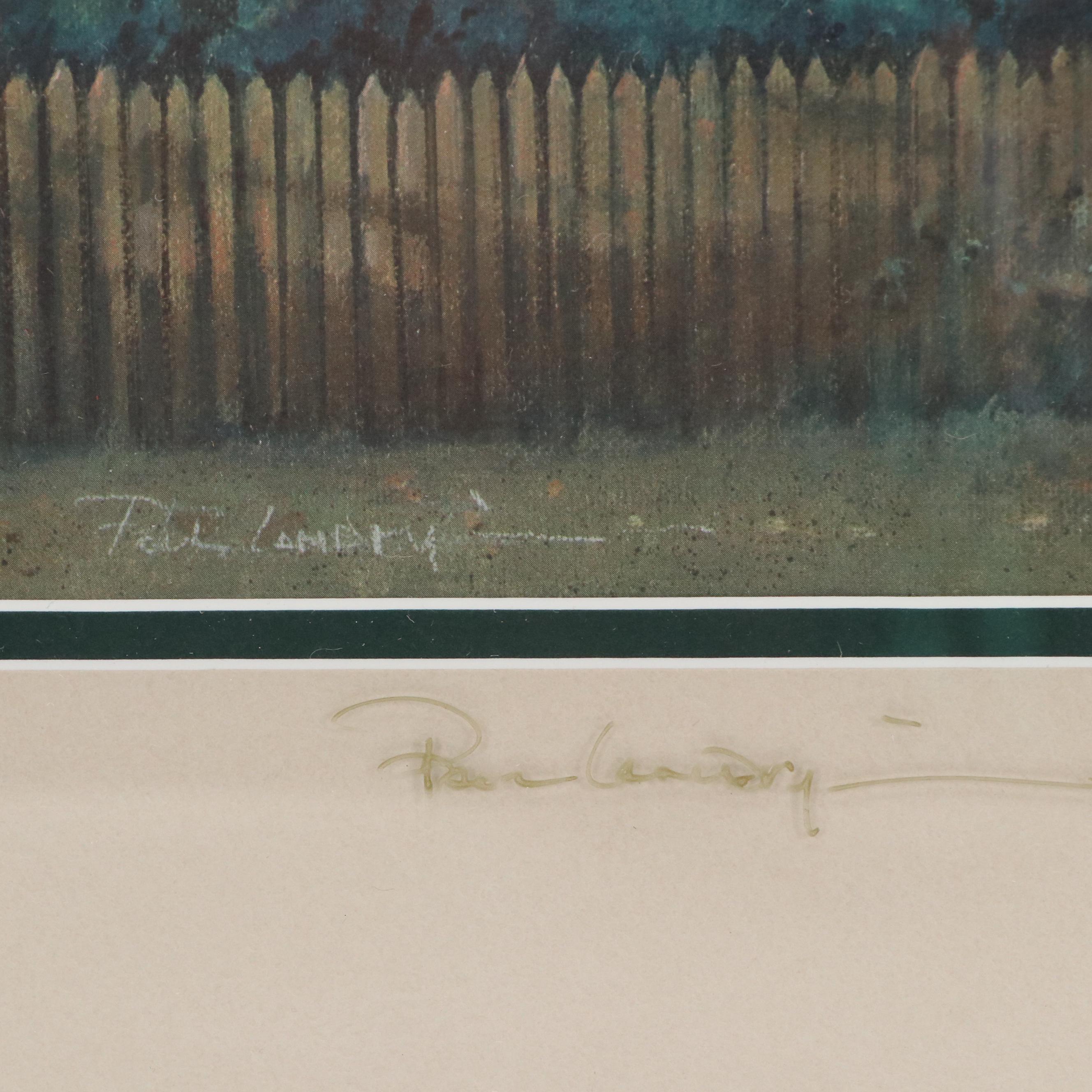 Paul Landry Offset Lithograph "An English Cottage," 1994