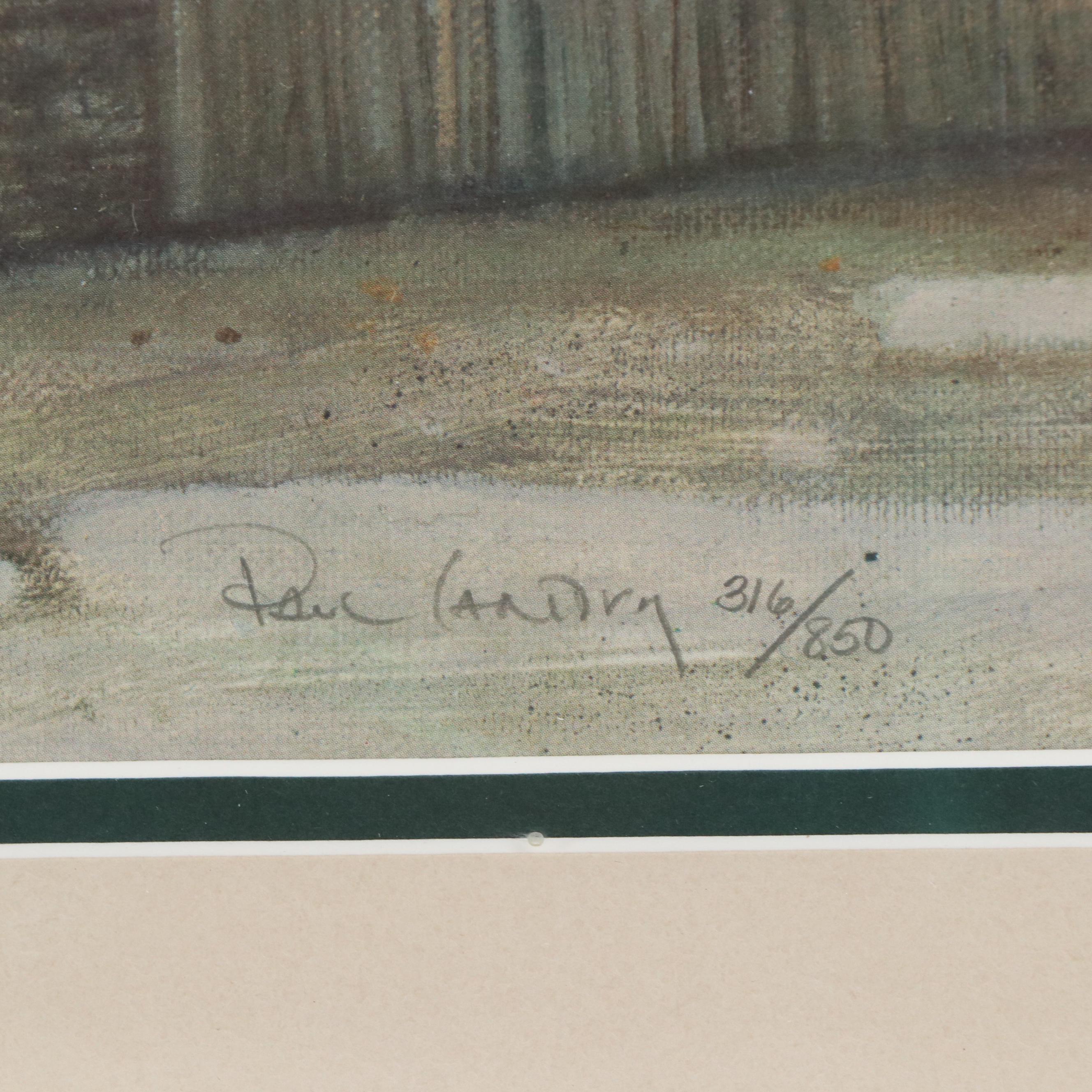 Paul Landry Offset Lithograph "An English Cottage," 1994