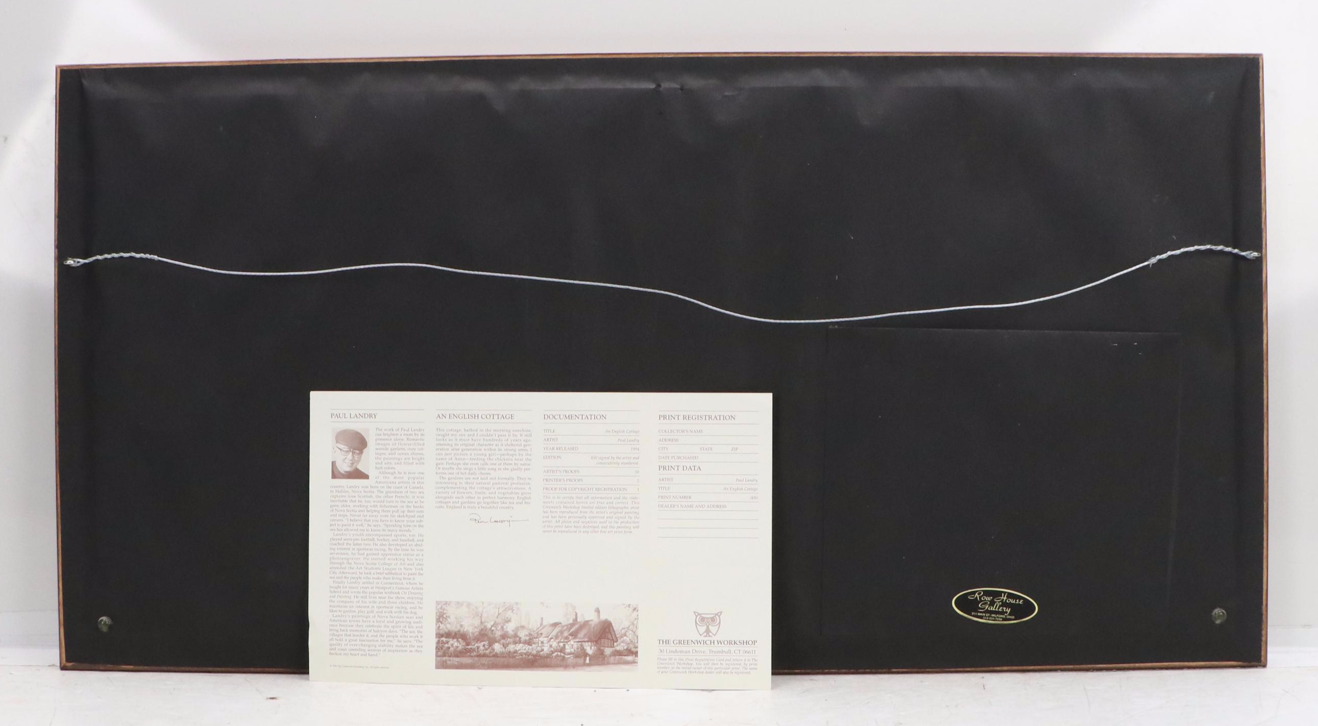 Paul Landry Offset Lithograph "An English Cottage," 1994