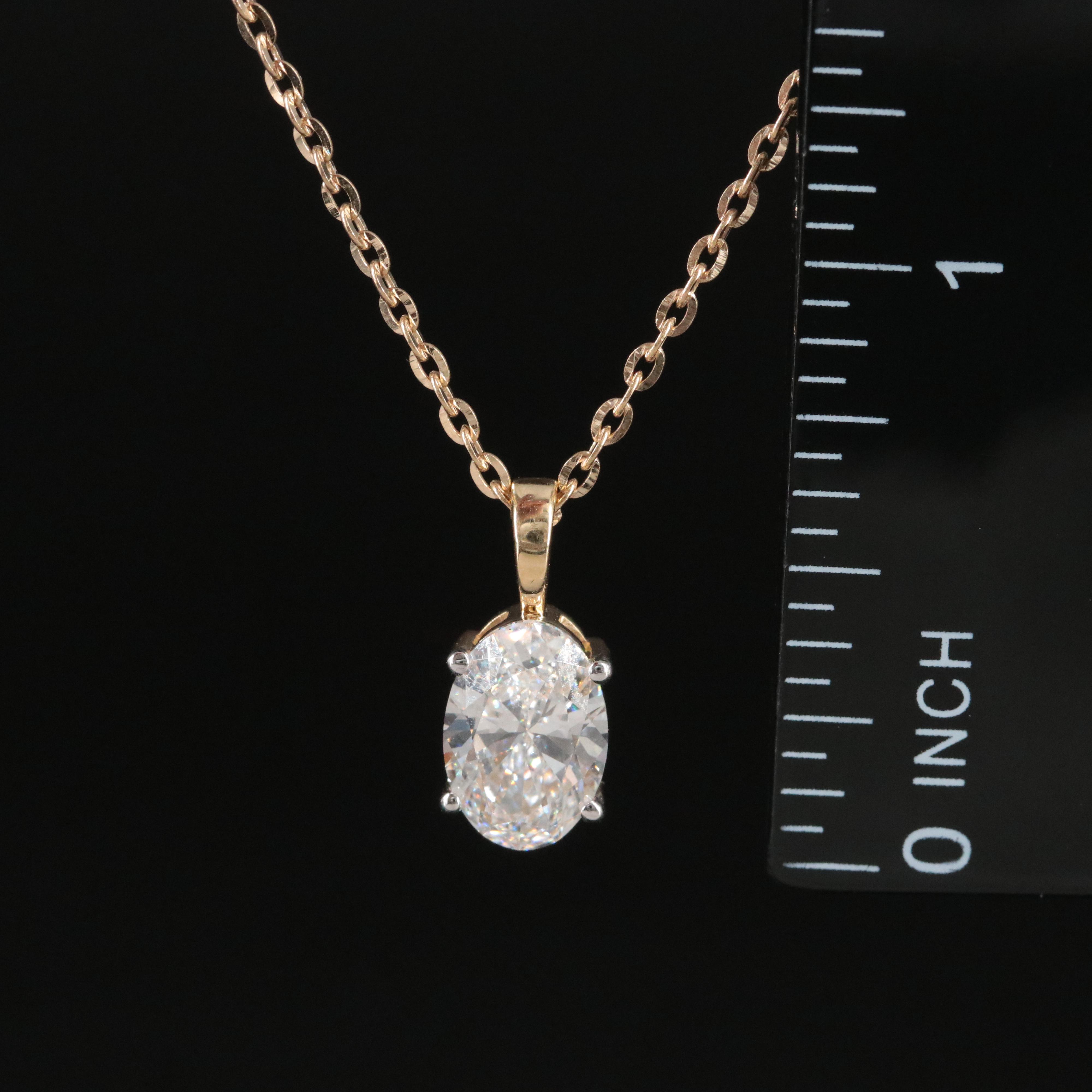 14K 1.66 CT Lab Grown Diamond Solitaire Pendant Necklace with IGI Report