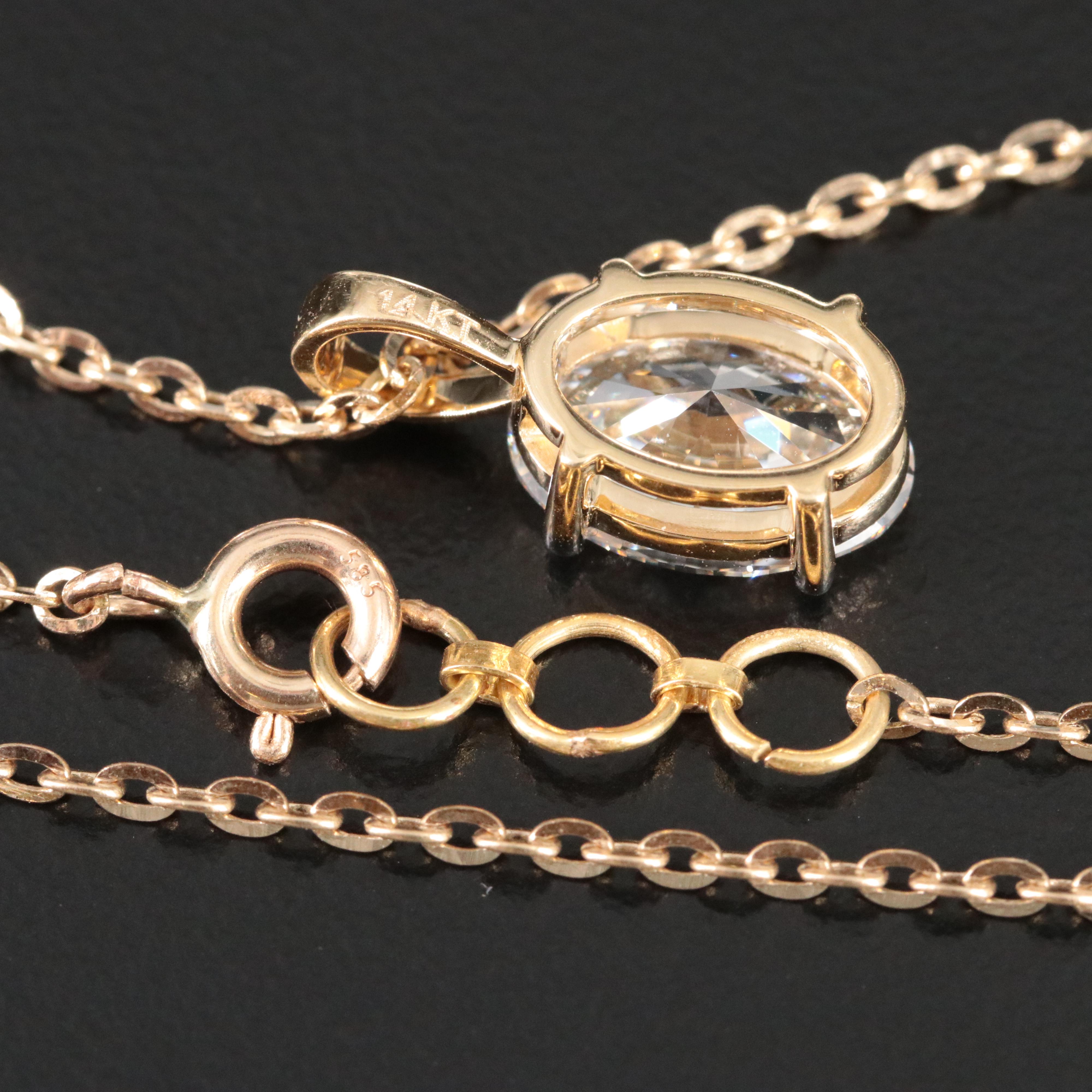 14K 1.66 CT Lab Grown Diamond Solitaire Pendant Necklace with IGI Report