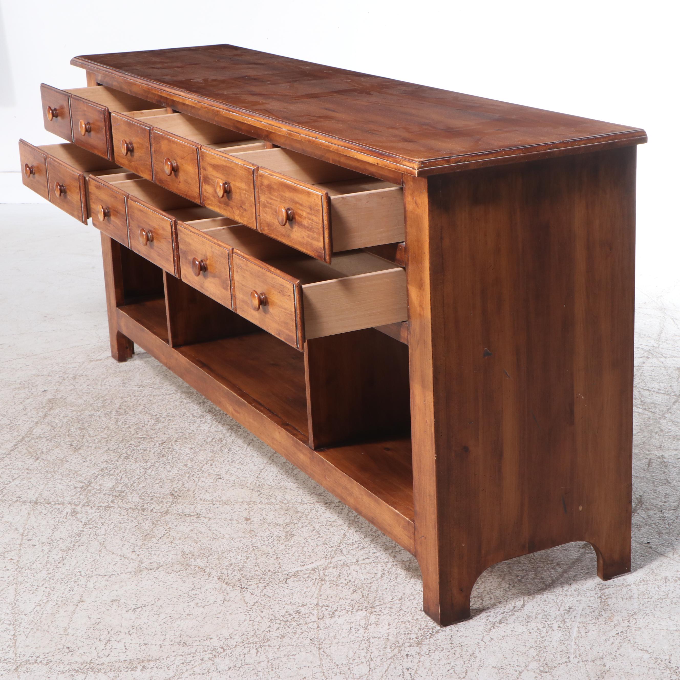Shaker Style Walnut Finish Media Console Table