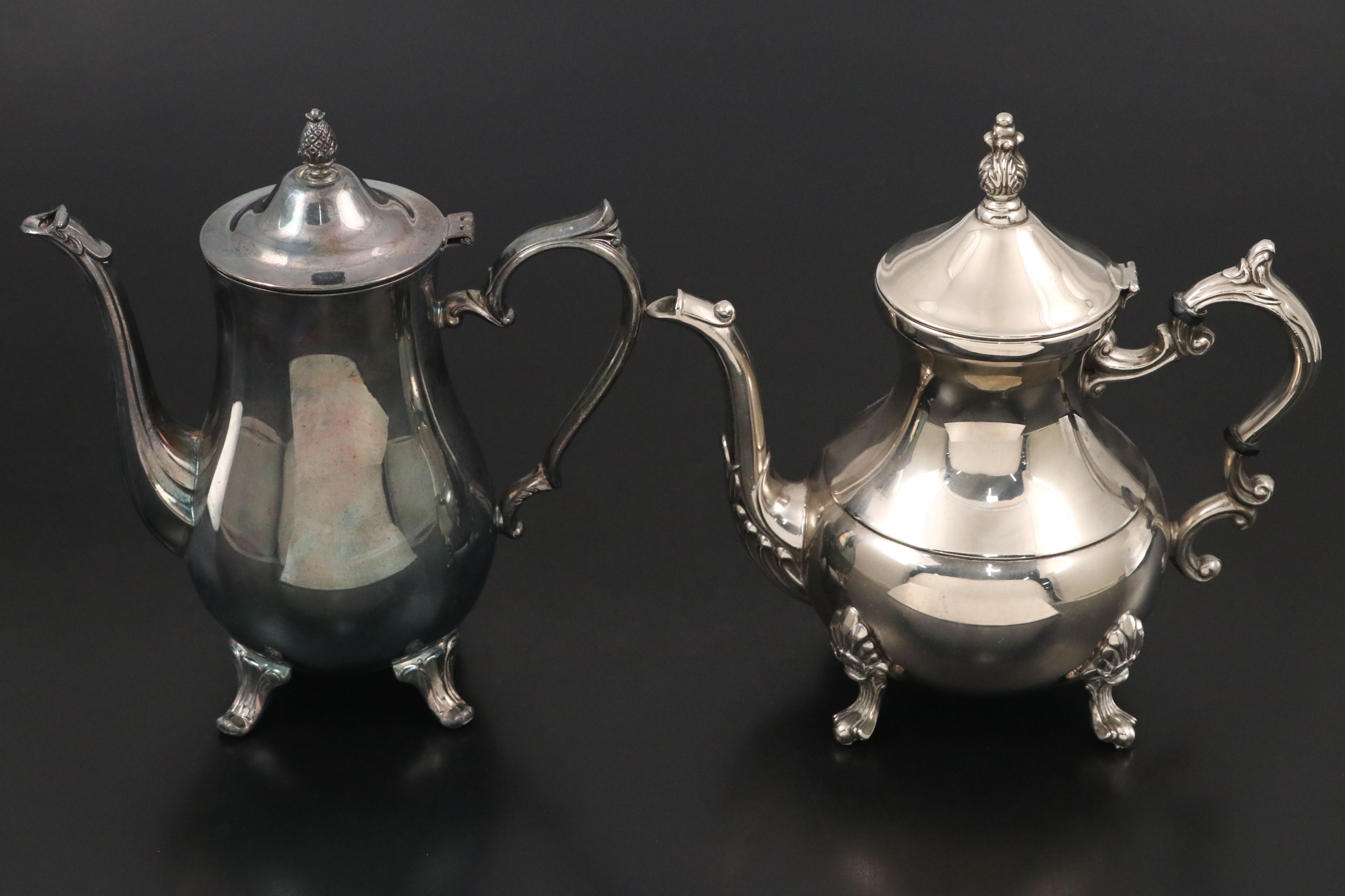 Victorian Style Silver Plate Footed Tray with Other Table Accessories