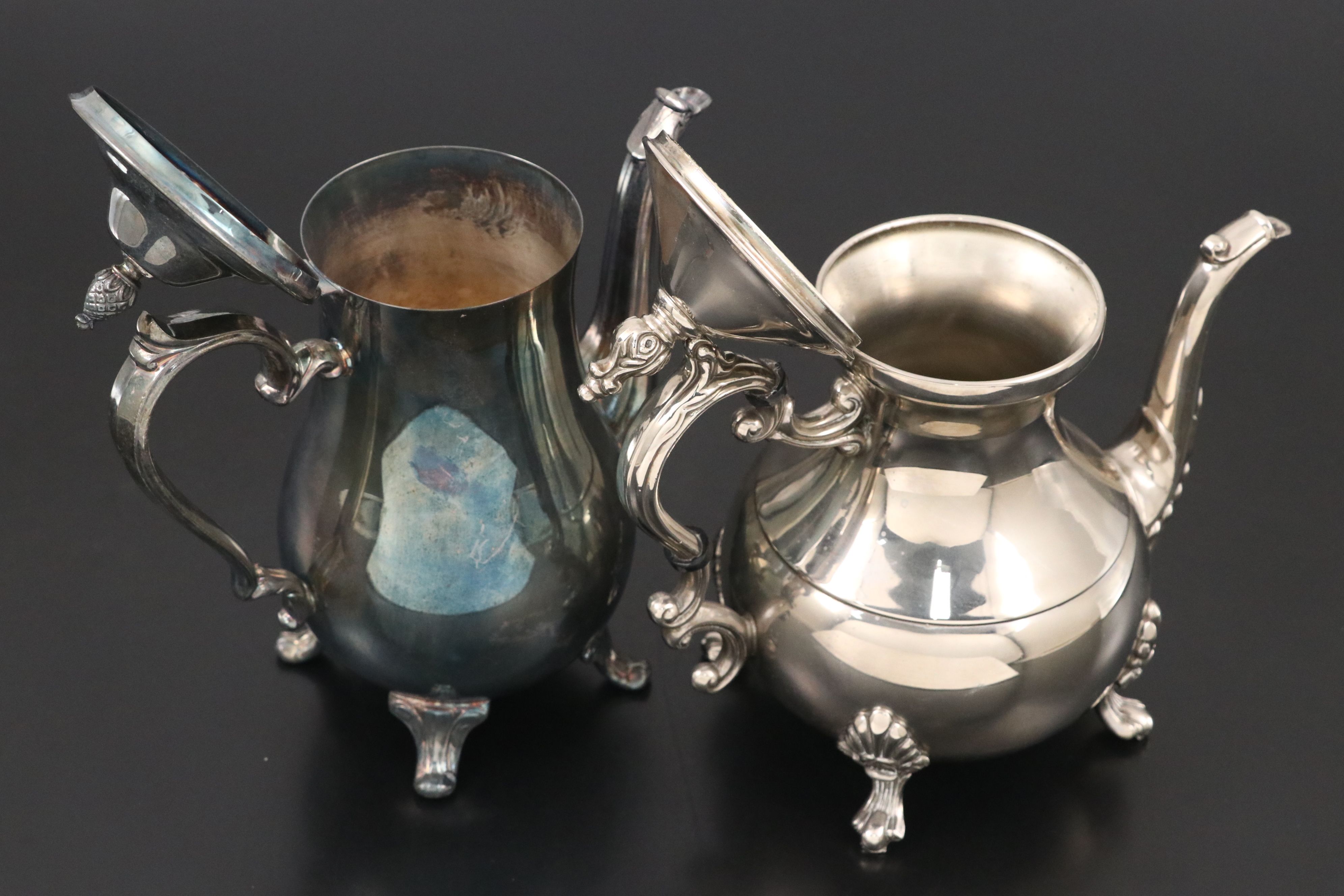 Victorian Style Silver Plate Footed Tray with Other Table Accessories