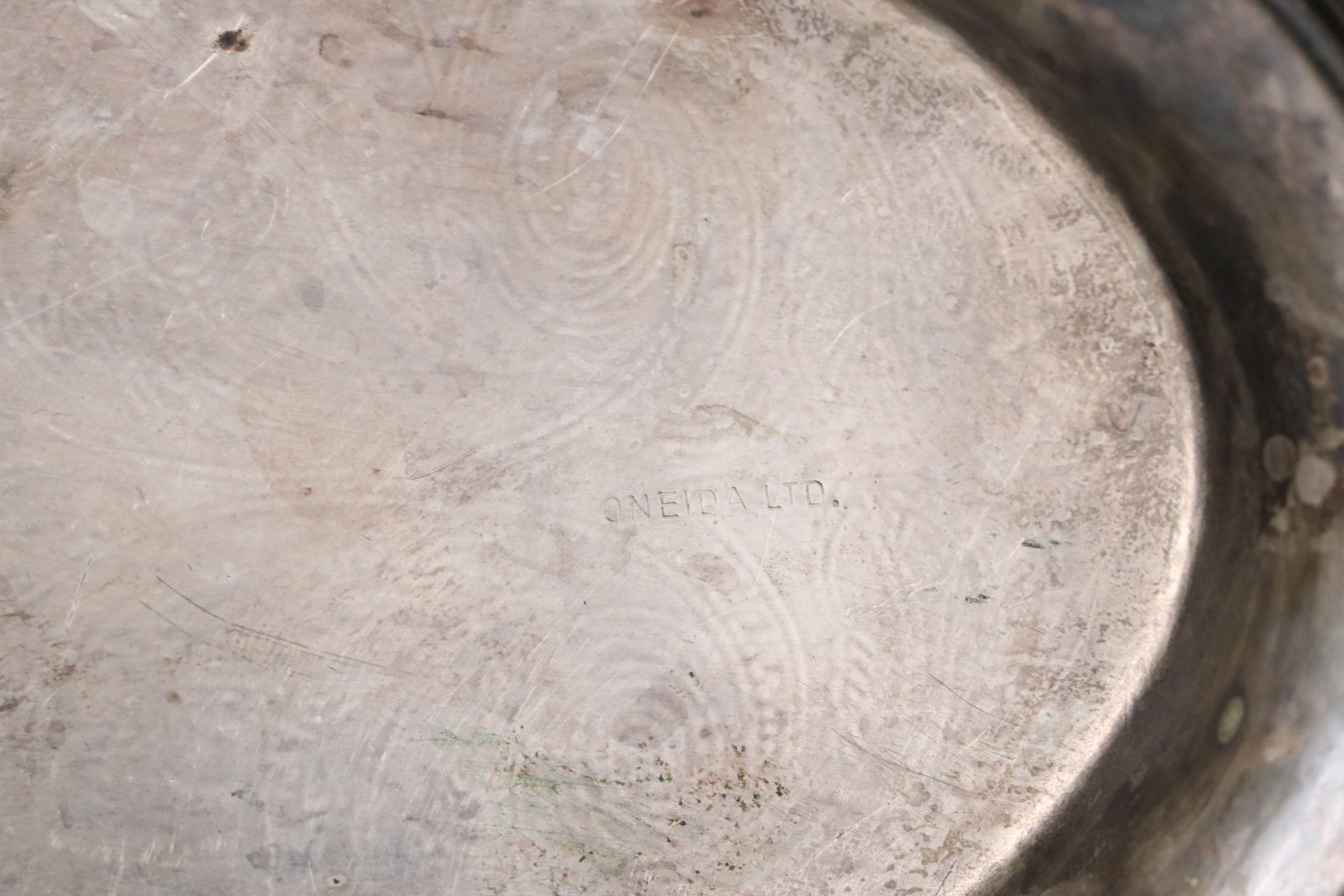 Victorian Style Silver Plate Footed Tray with Other Table Accessories
