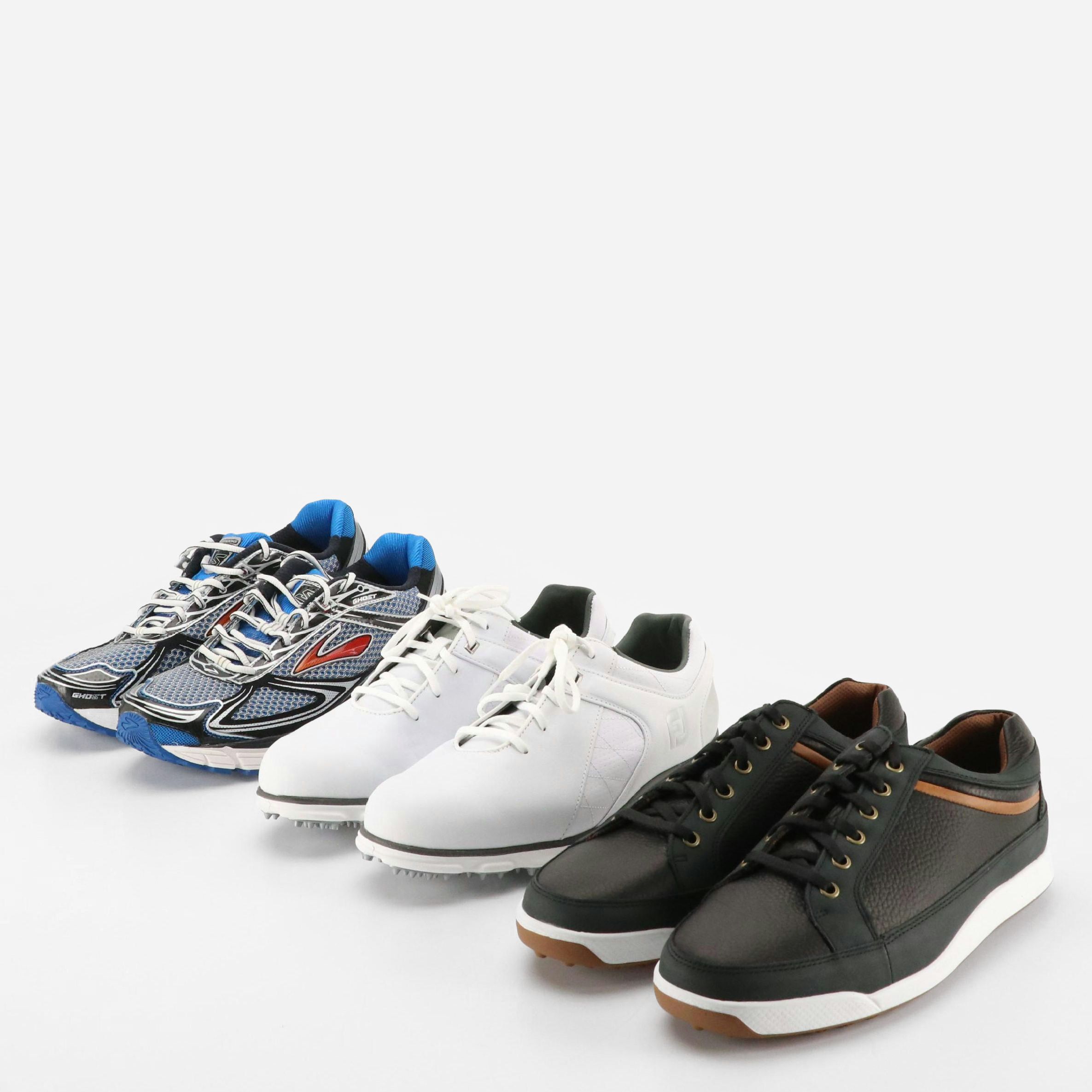 Men's FootJoy Contour Casual & Pro SL Golf Shoes with Brooks Ghost 5 Sneakers